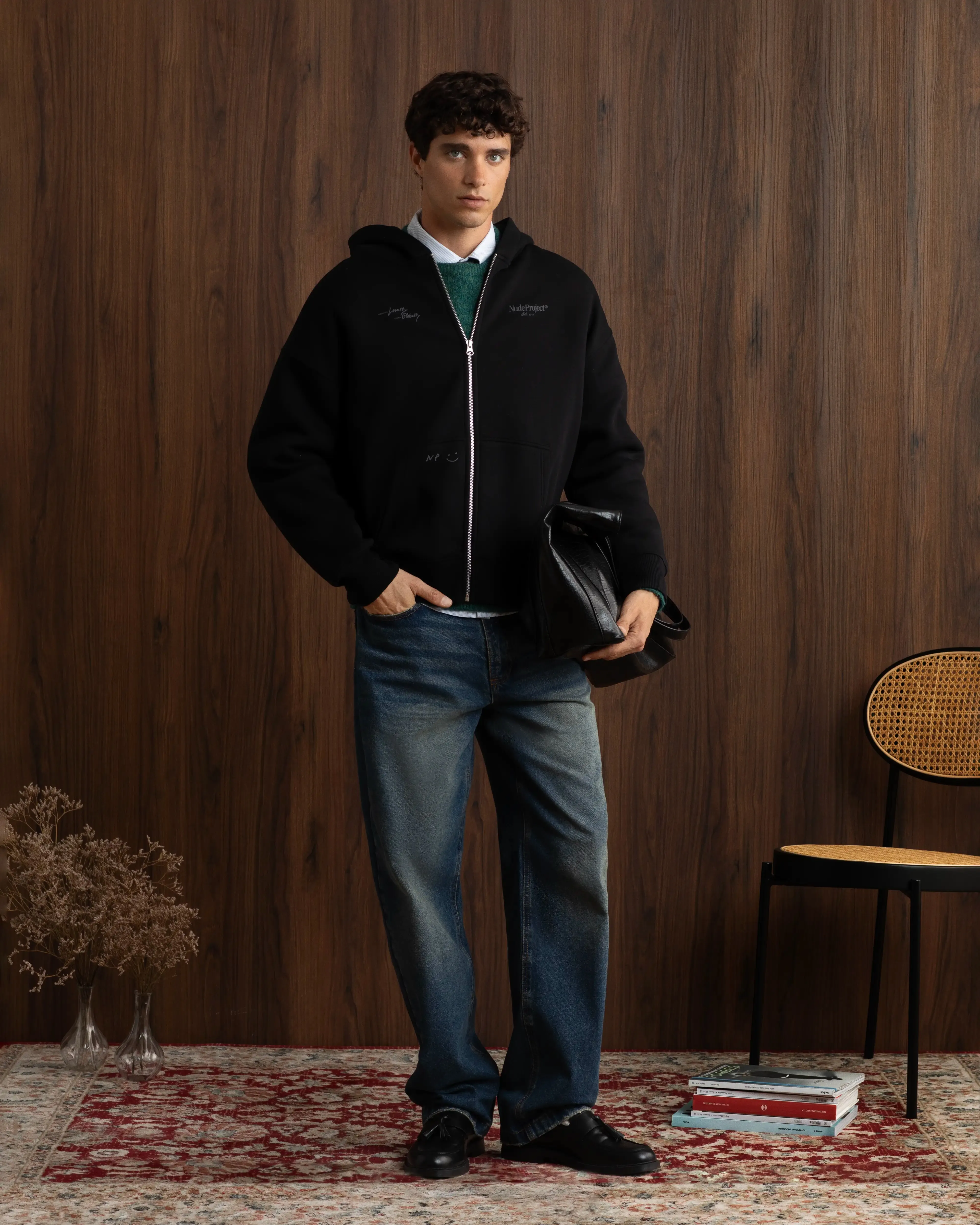 Comfortable For Walking Global Soon Zip-Up Hoodie Black