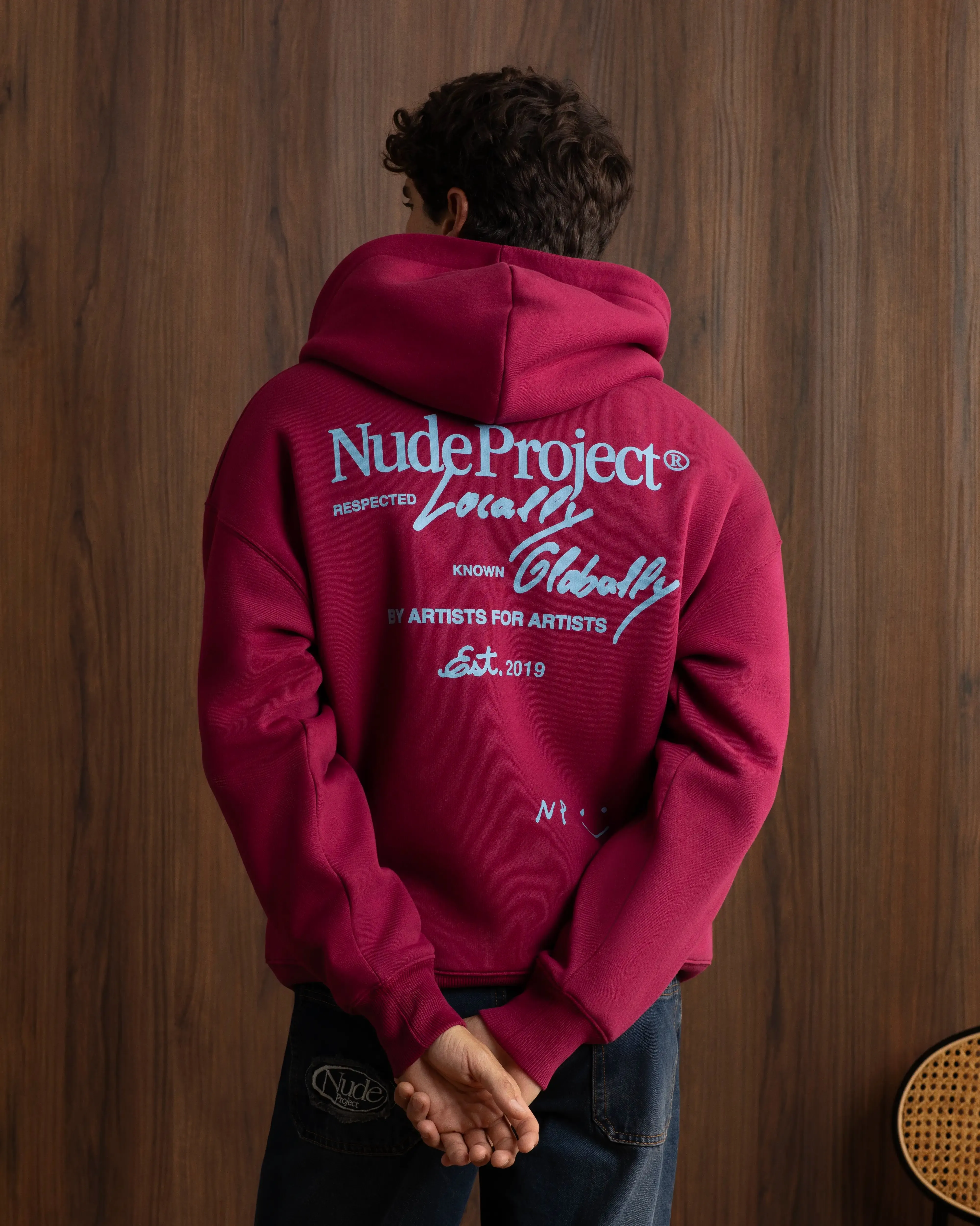 Cozy Wearable Fashion Forward Global Soon Zip-Up Hoodie Burgundy