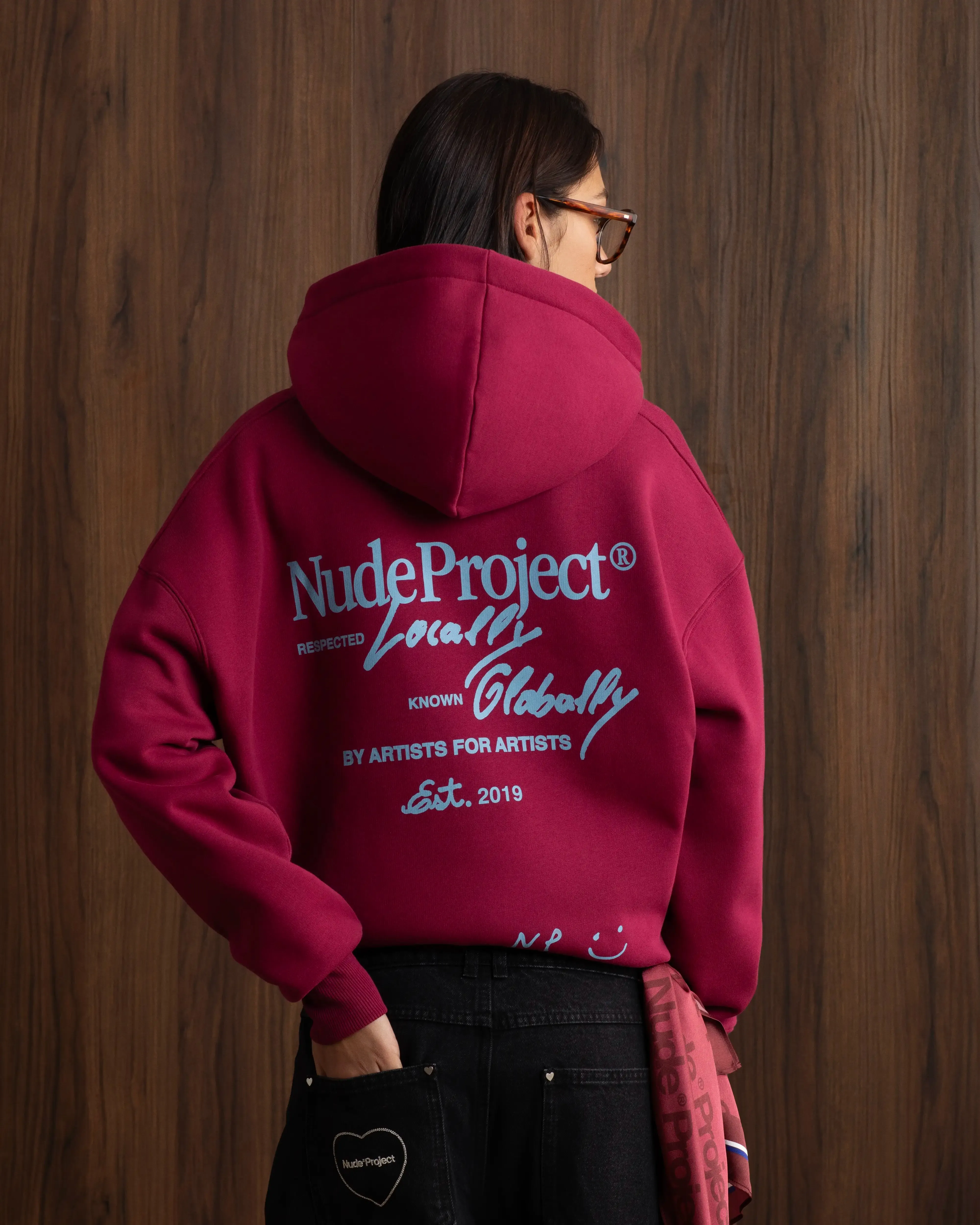 Budget Cozy Layer Global Soon Zip-Up Hoodie Burgundy