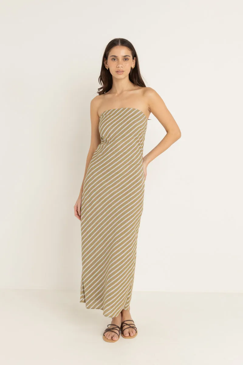 Dalias Bias Midi Dress Olive Aura Glow Unique Cut