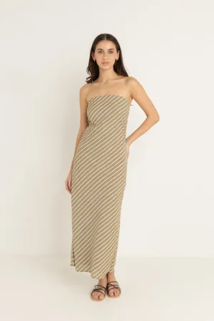 Dalias Bias Midi Dress Olive Aura Glow Unique Cut
