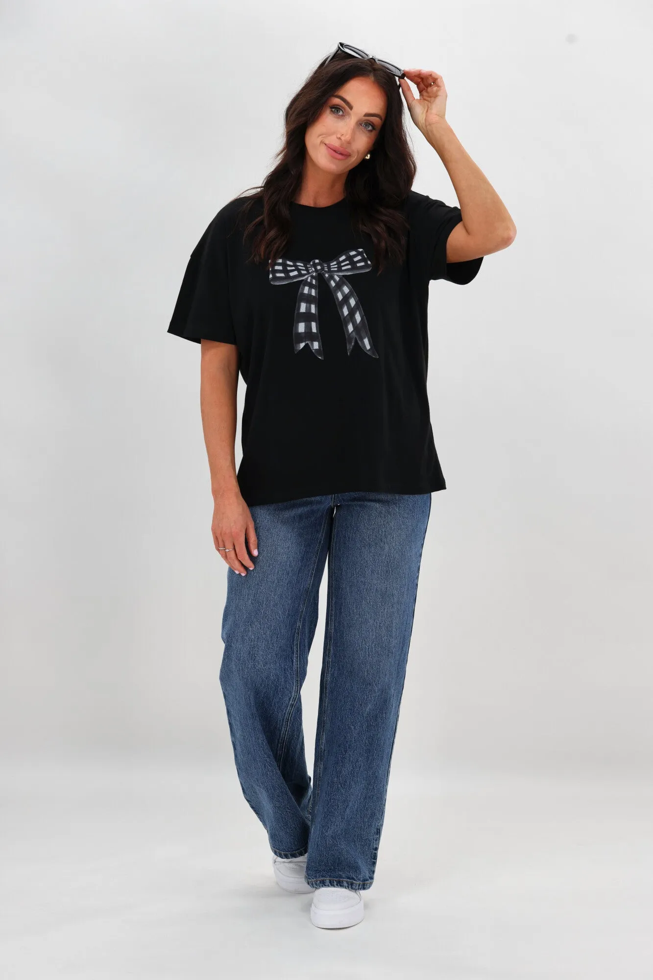 Breathable Stretch Gloss The Label Berlei Bow Print Tee Black