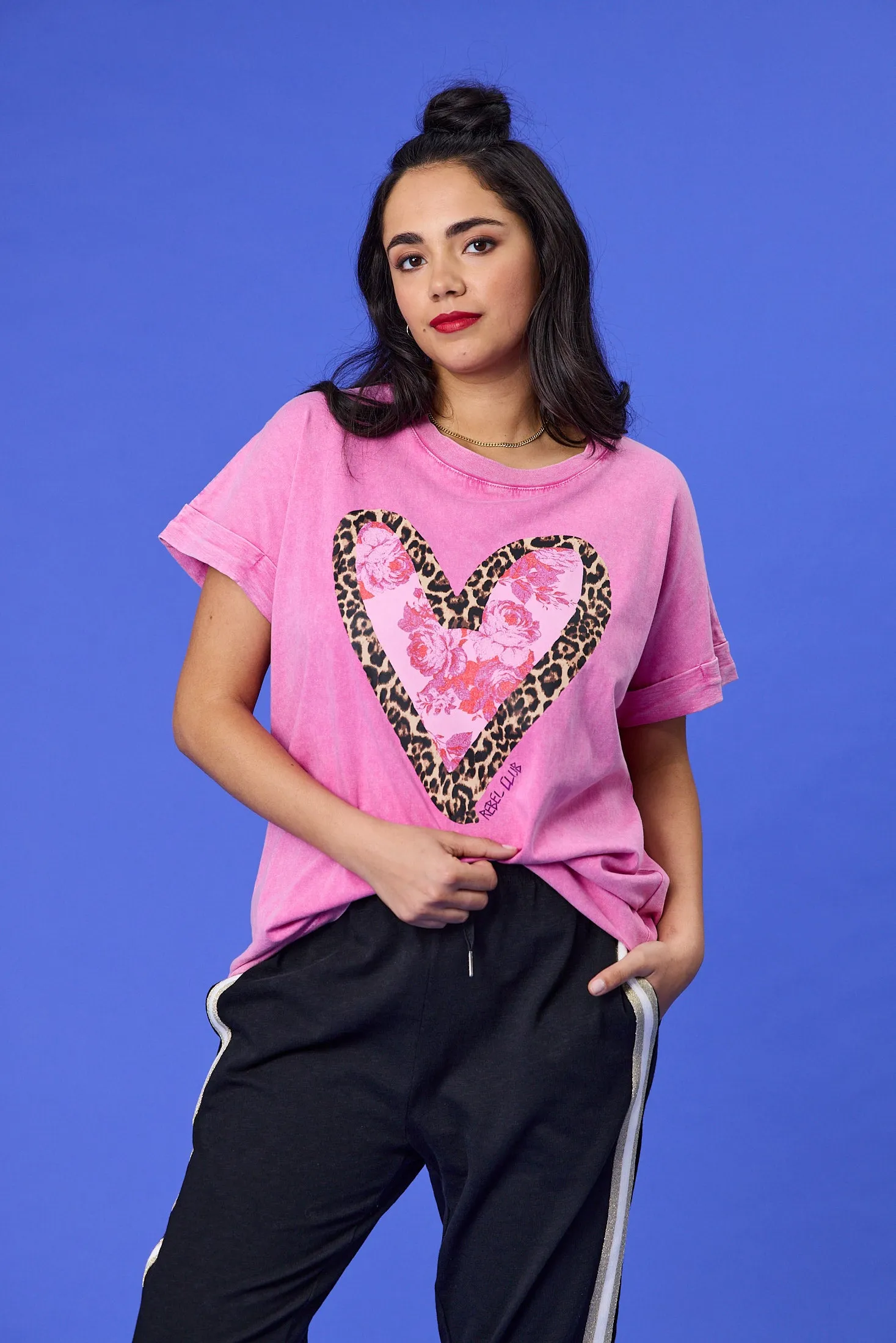 Cool Comfort Kids clothing Rebel Club Fierce Heart Drop Crew Tee Pink