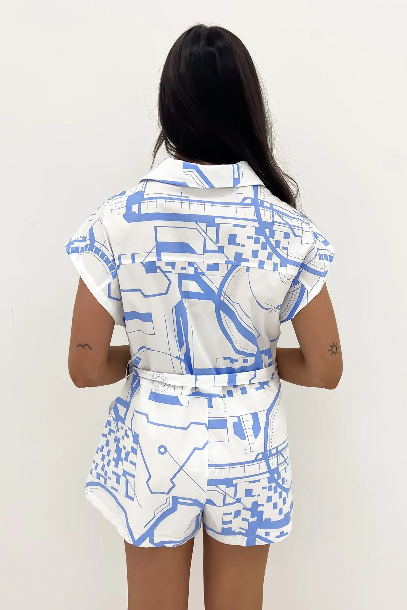 Sport Glow Gracey Playsuit White Blue