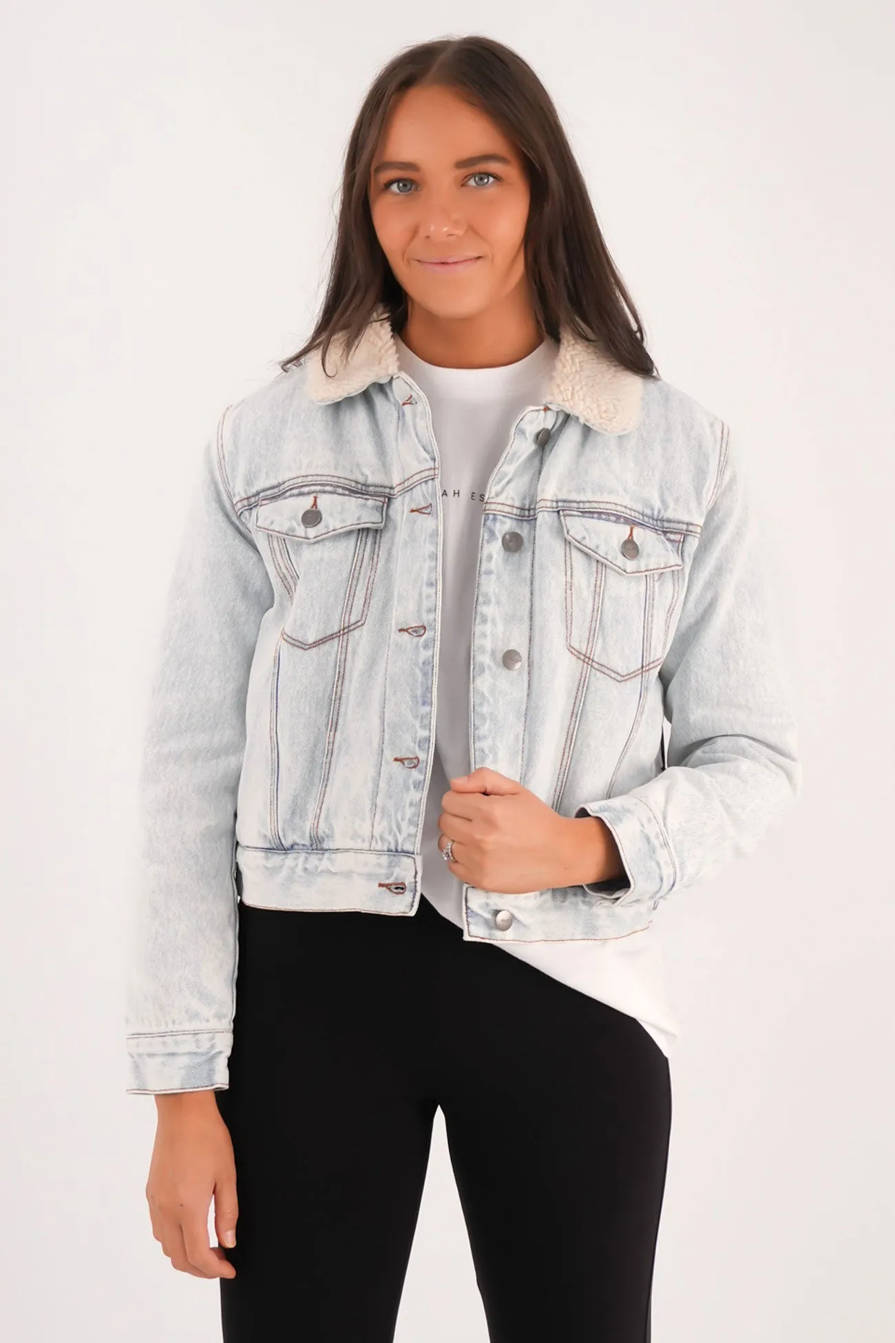 Roy Sherpa Denim Jacket Ash Blue TearResistantFabric