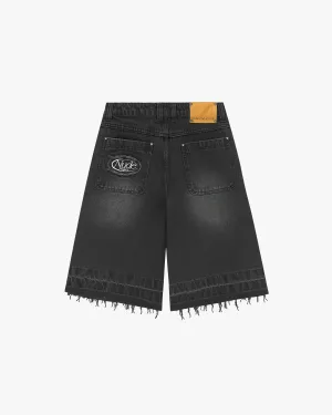 UPF Protection Old Baggy Denim Shorts Black