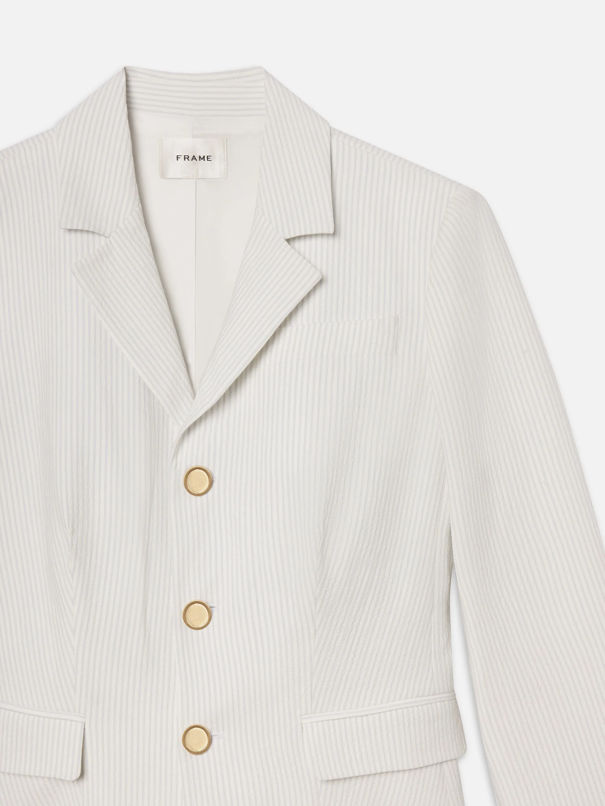 The Seersucker Smart Blazer -- Light Chambray Multi Eco Dye Process