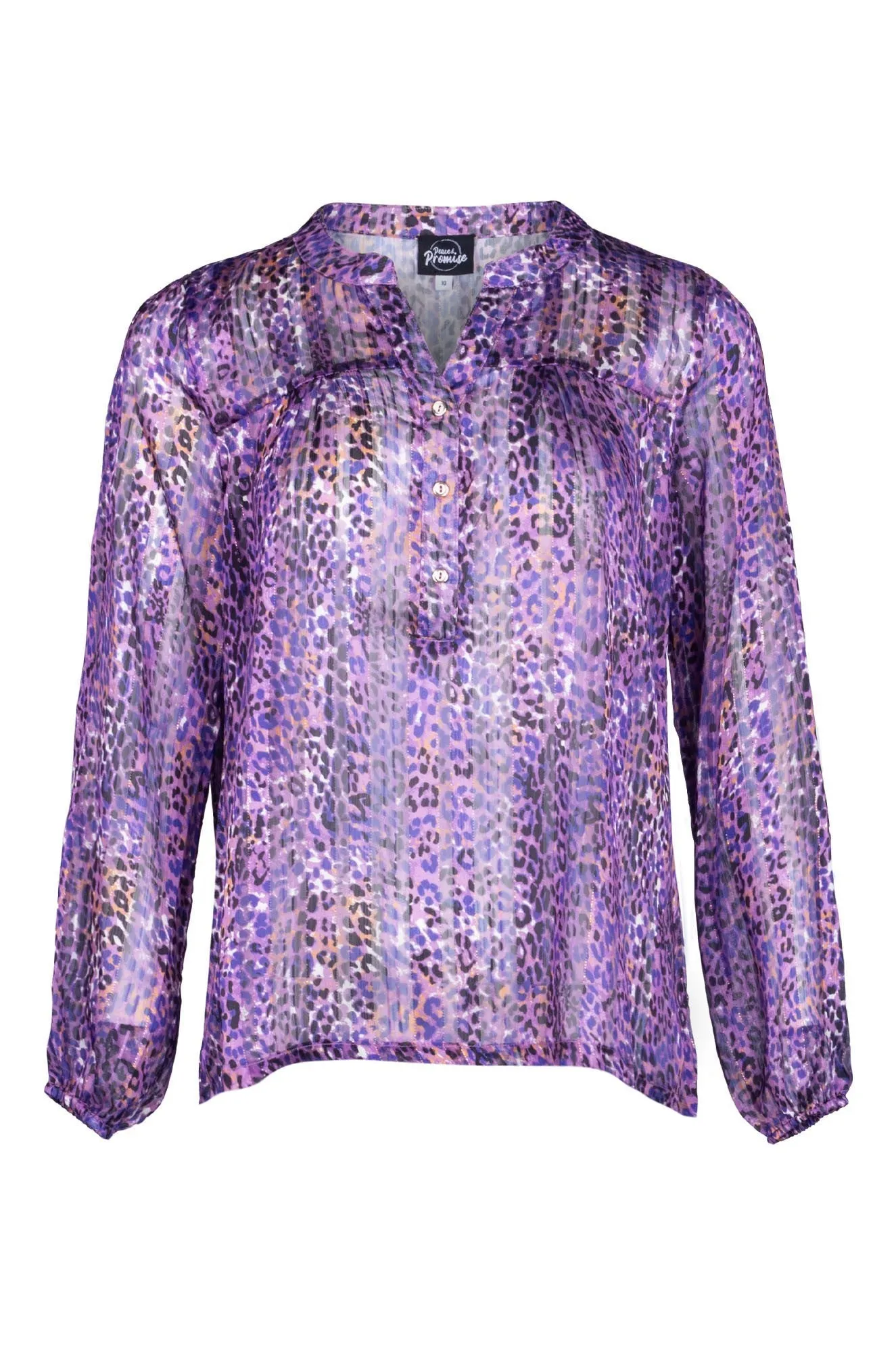 Aerated Seam Placement Printed Chiffon Top | Mauve Black Leopard | 7122B1