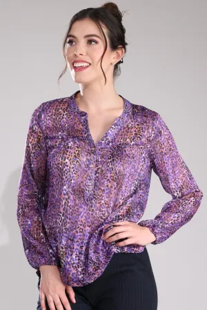 Durable Stitching Casual Style Printed Chiffon Top | Mauve Black Leopard | 7122B1