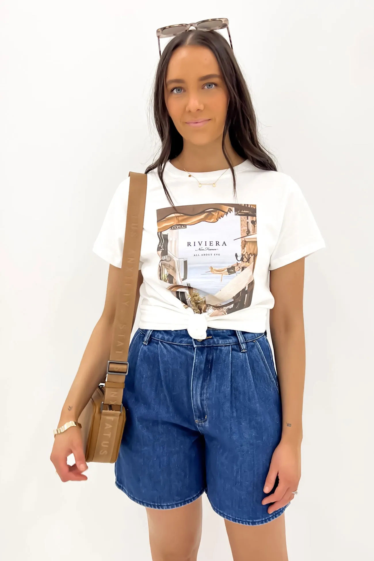 Holiday Style Linen blend Tia Tee Vintage White