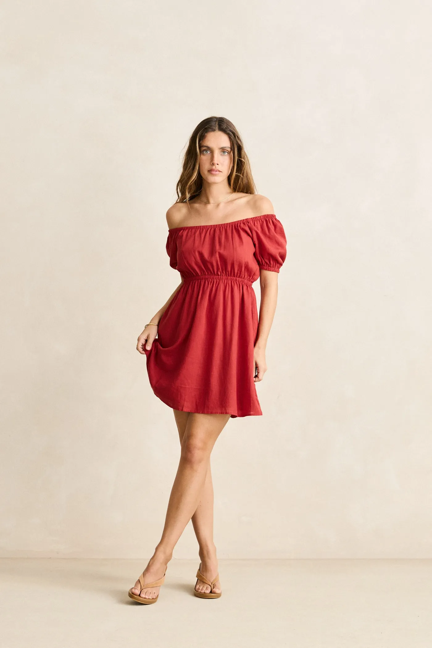 Harlow Mini Dress Red Fresh Texture Side-Pocket