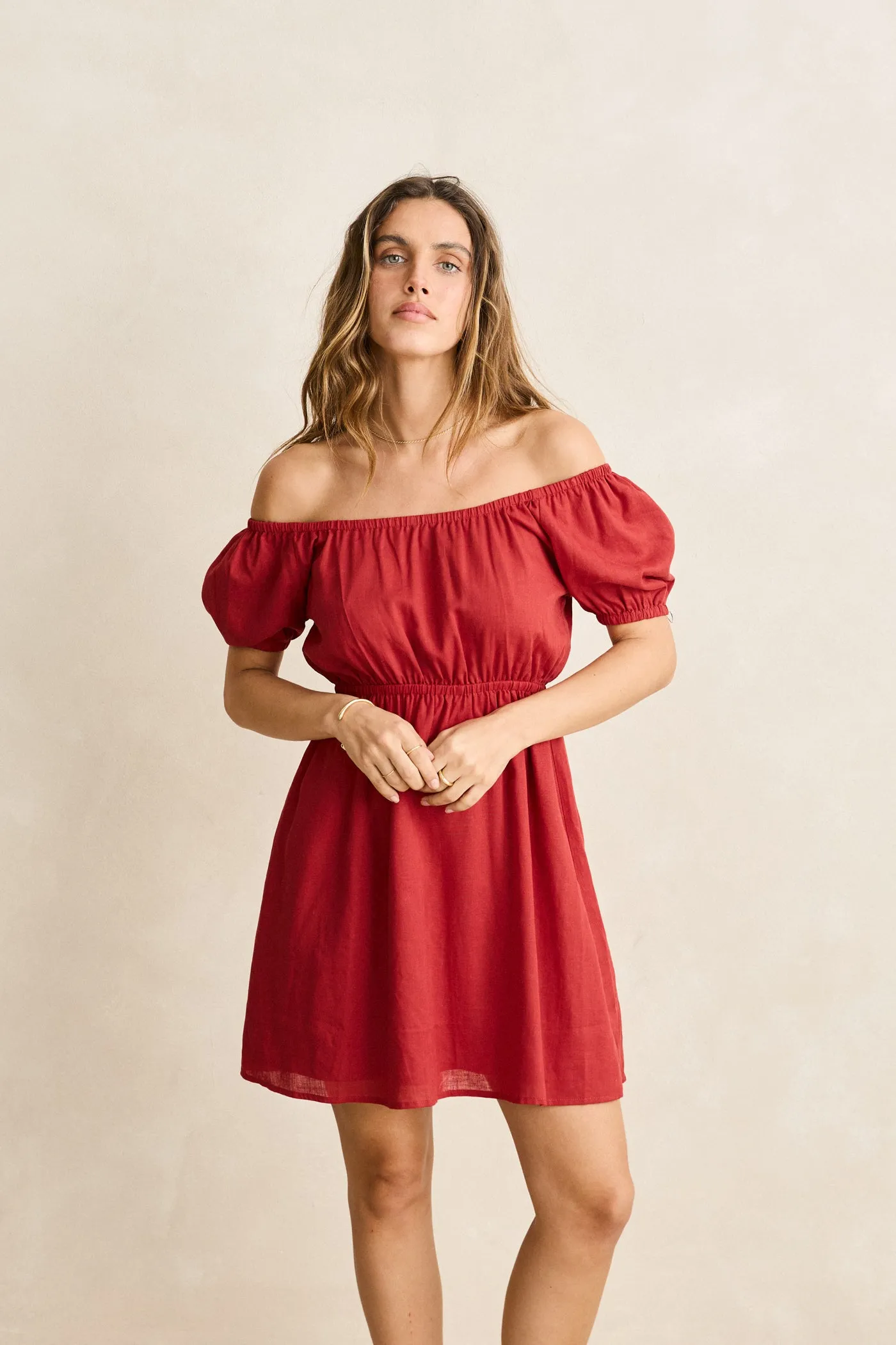 Relaxed Line Classic Grace Harlow Mini Dress Red