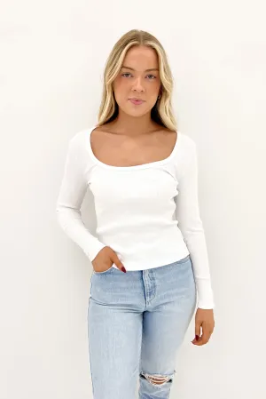 High-Waisted Pants DoubleLayered Hazel Long Sleeve White