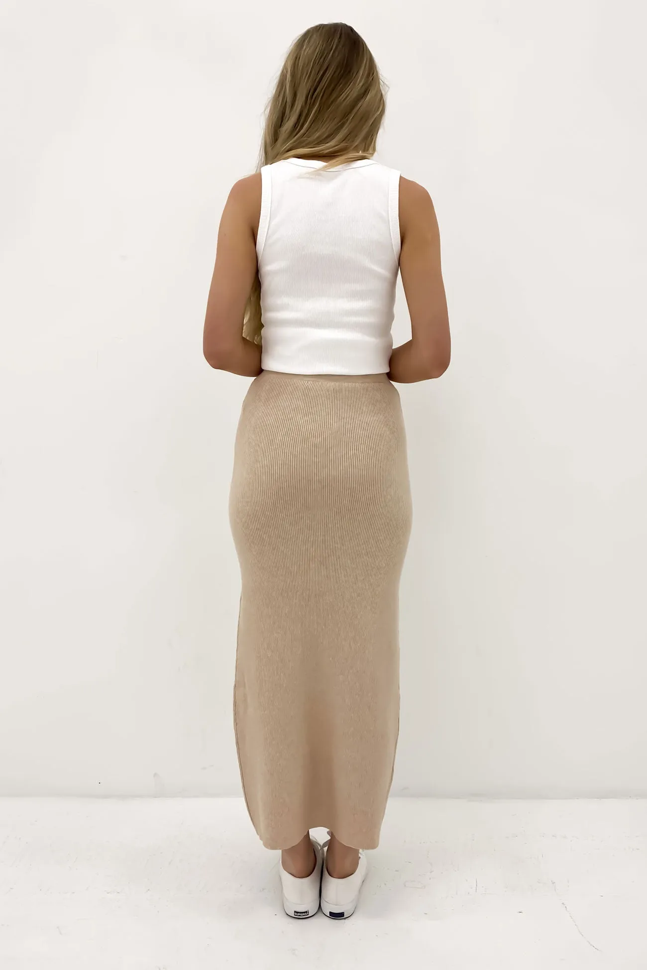 Everyday Look Neat Mood Henley Knit Skirt Oatmeal