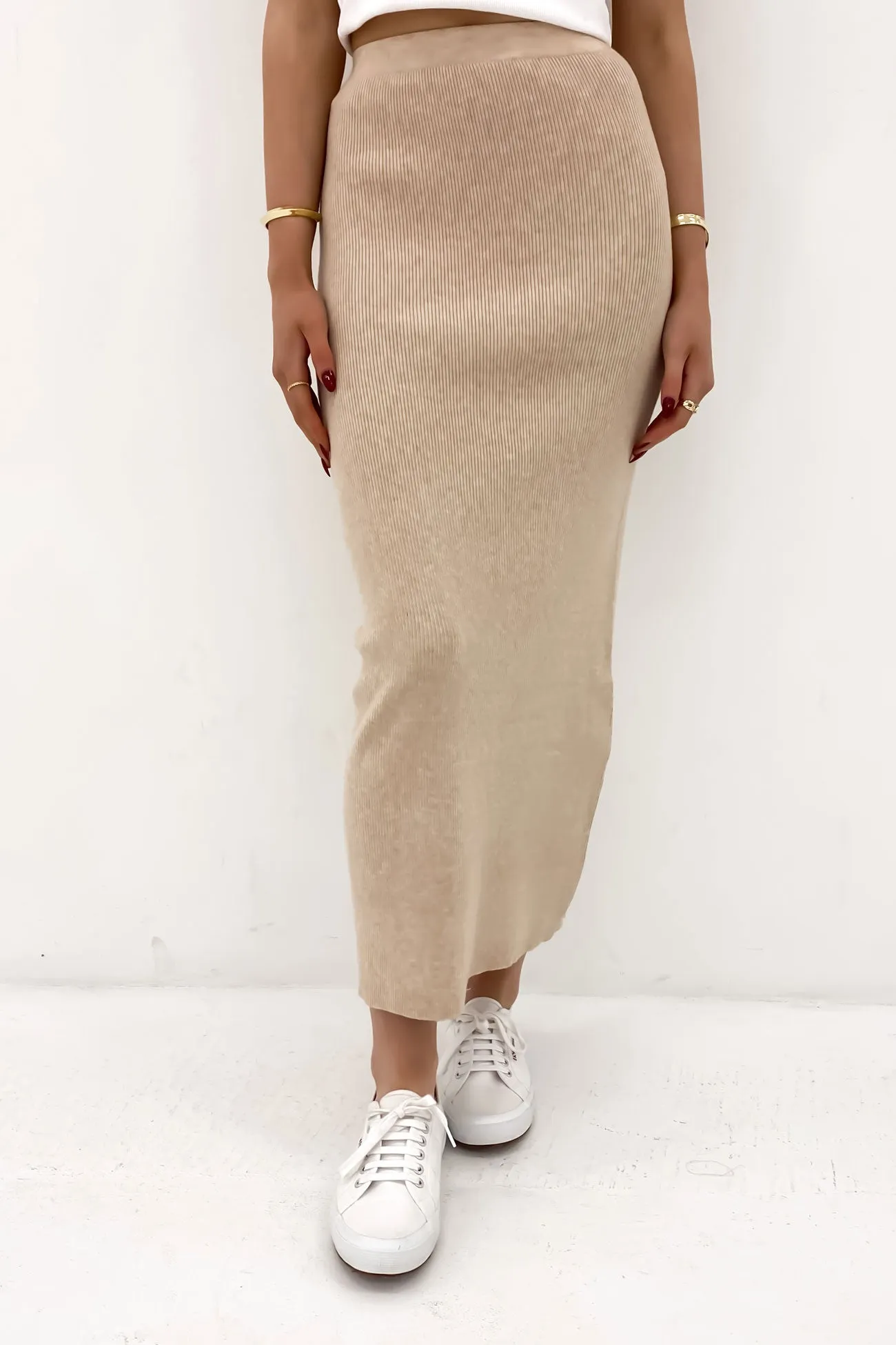 Built In Shorts Henley Knit Skirt Oatmeal