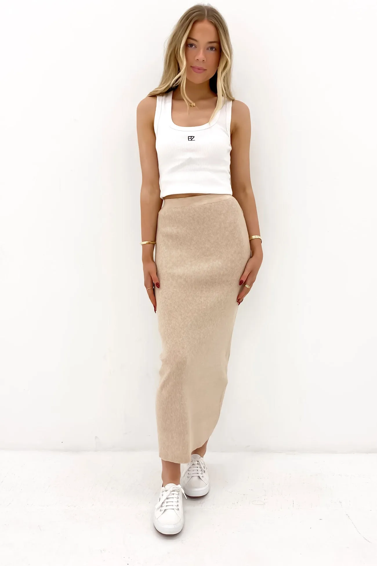 Chafe Resistant Natural Mood Henley Knit Skirt Oatmeal