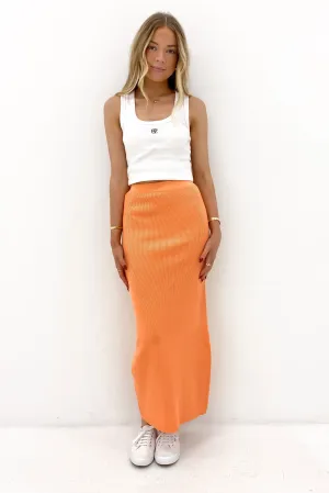 Heat Dissipating Fabric Soft Tones Henley Knit Skirt Orange