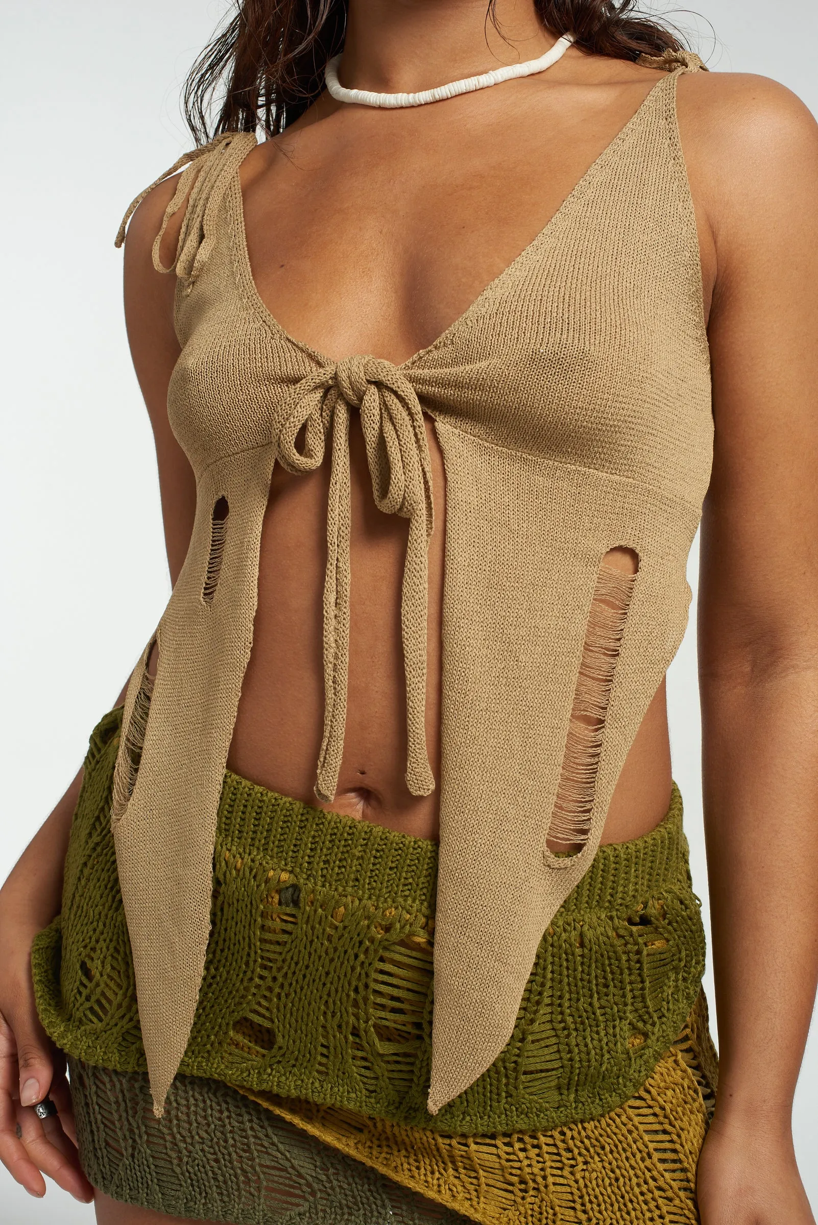 Star Mood Model Glow Hex Tie Front Top