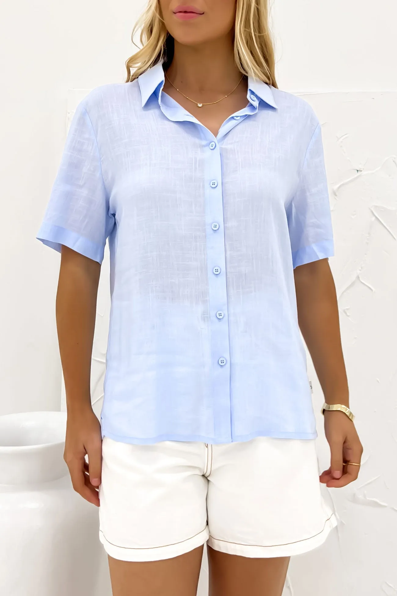 Classic Lounge Shirt Blue Simple and Chic Seasonal top