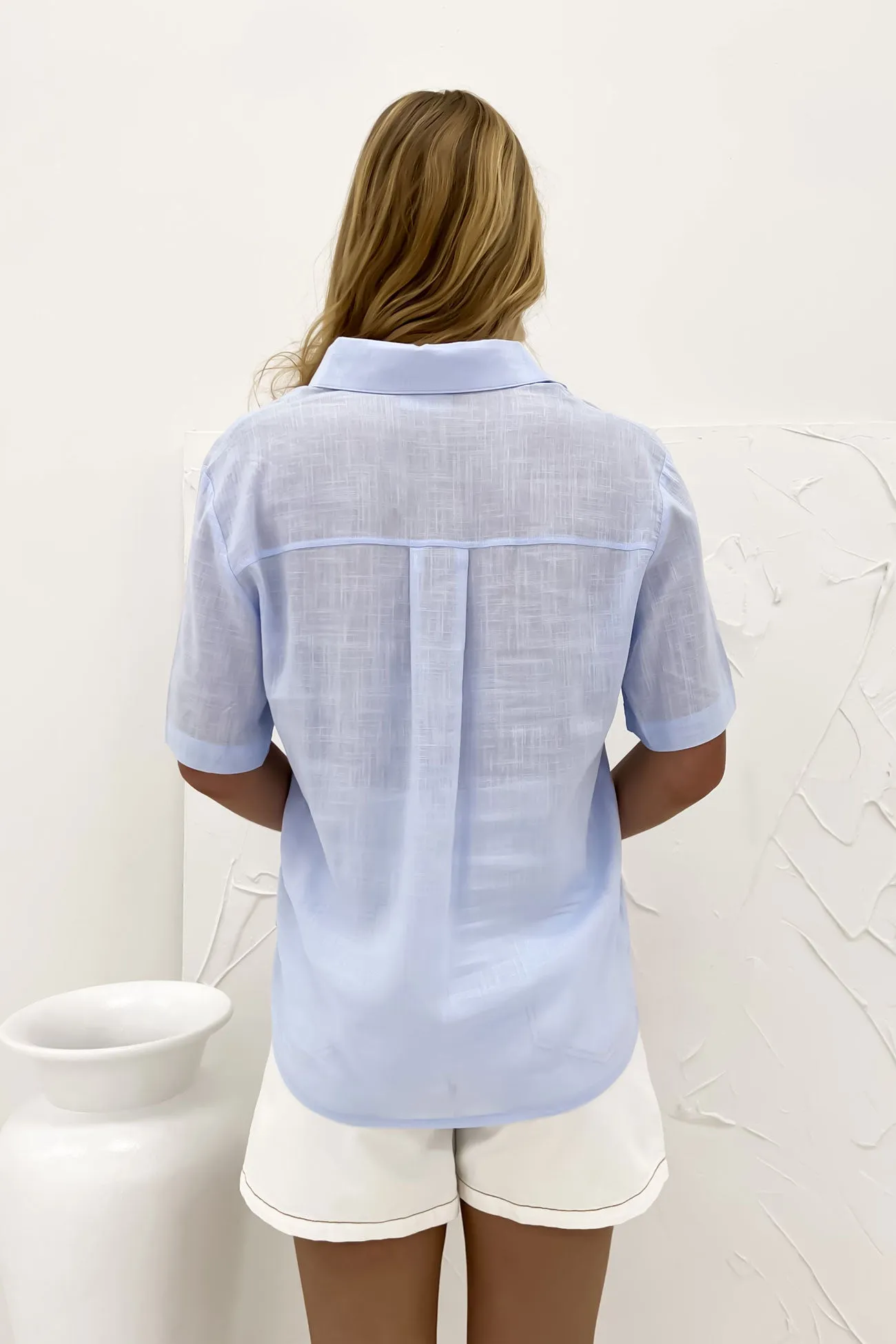 Classic Lounge Shirt Blue Weekend Comfort Wear Pocket Detailing