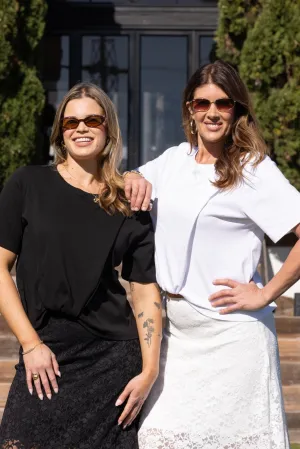 Stone Wash Process Timeless Fit Ayva Tia Twist Tee White