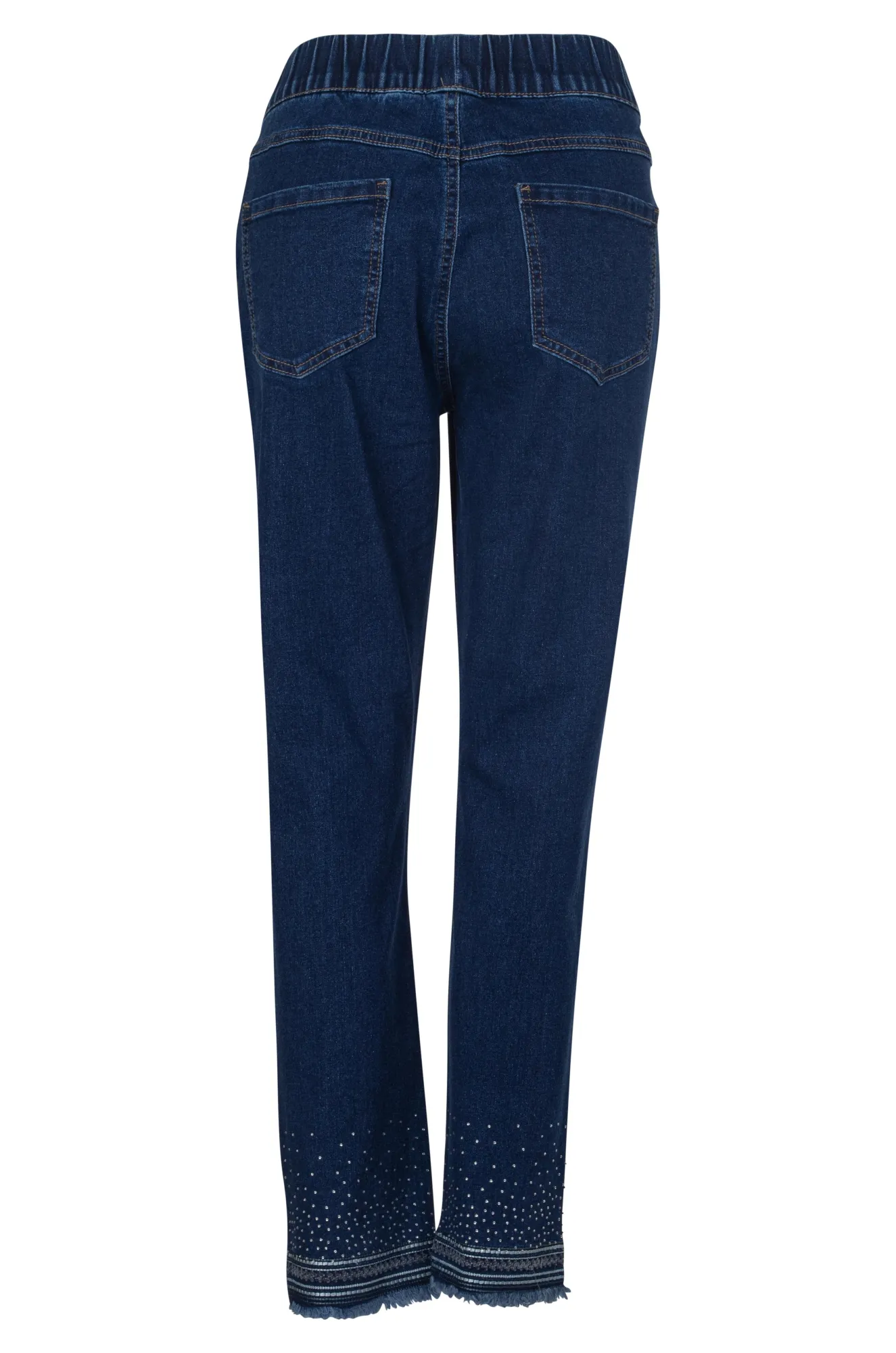 Pull on Wonder Denim Capri Jeans | DARK INDIGO | 6624A1 Modular Attachment Ripped design