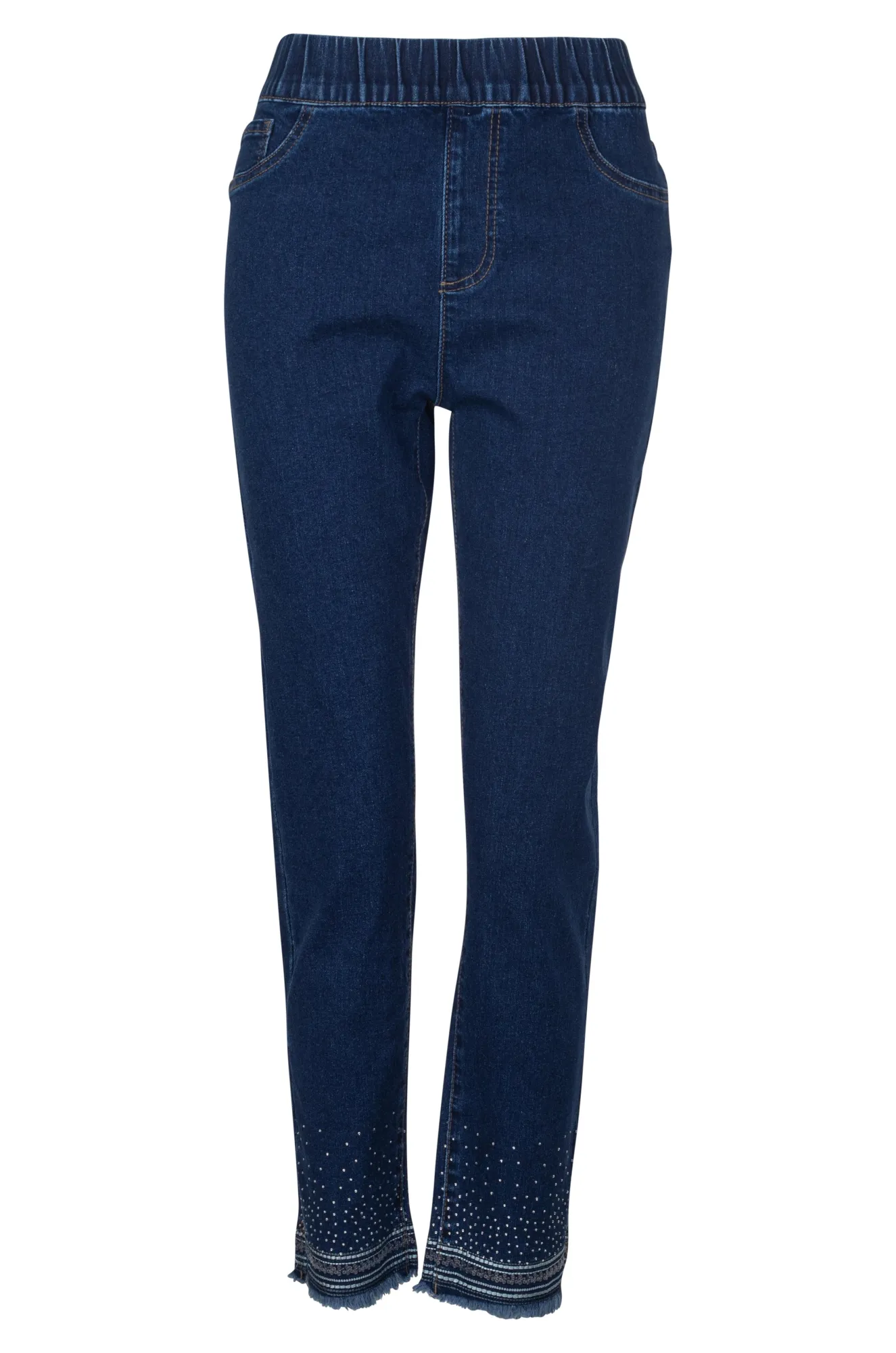 Pull on Wonder Denim Capri Jeans | DARK INDIGO | 6624A1 Comfort Cushioning Clean Finish