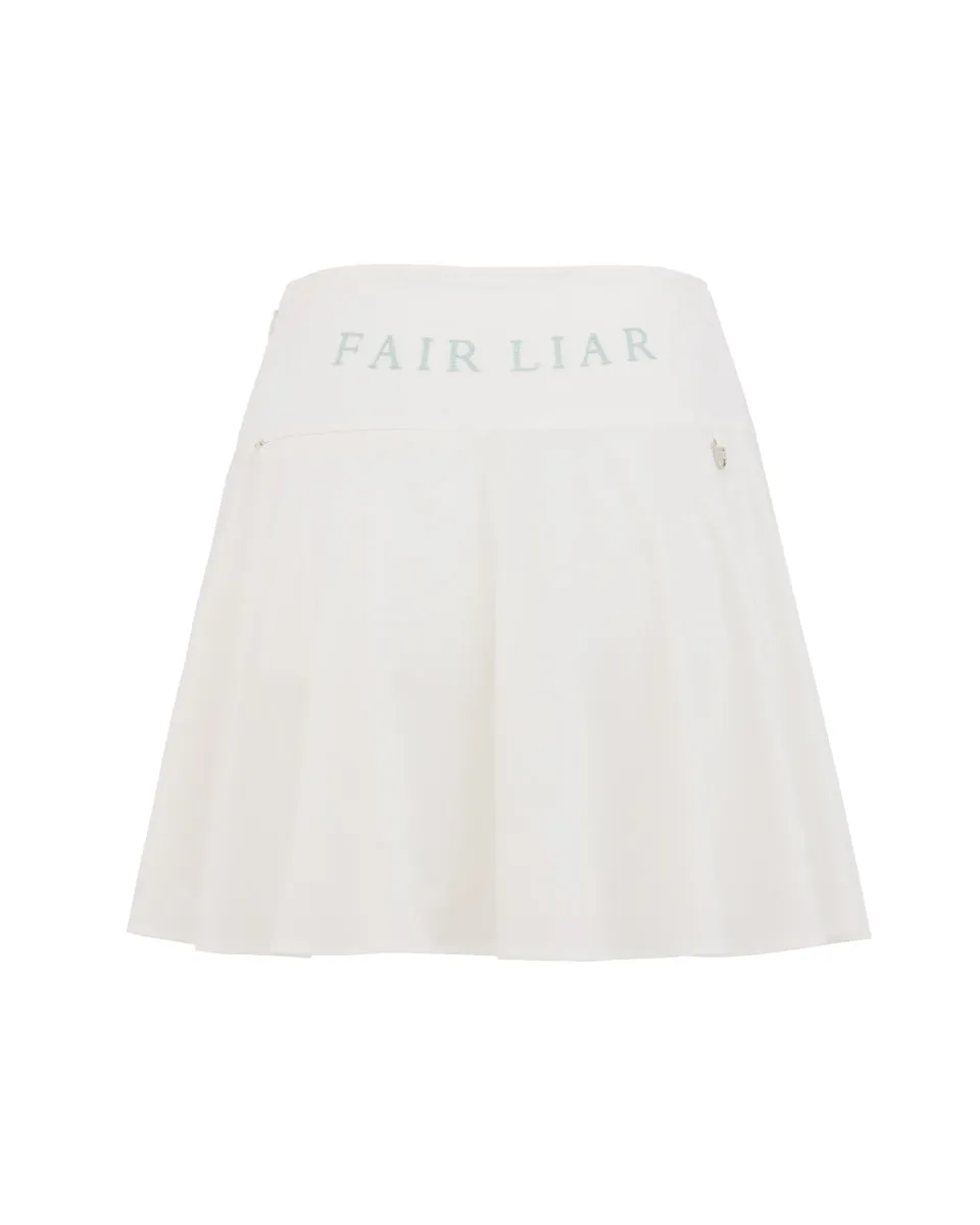 Recycled Polyester Vibrant Touch High waist jersey flared skirt - White