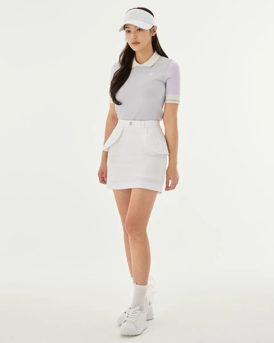 beaded embellishment High waist ribbon flap skirt - White