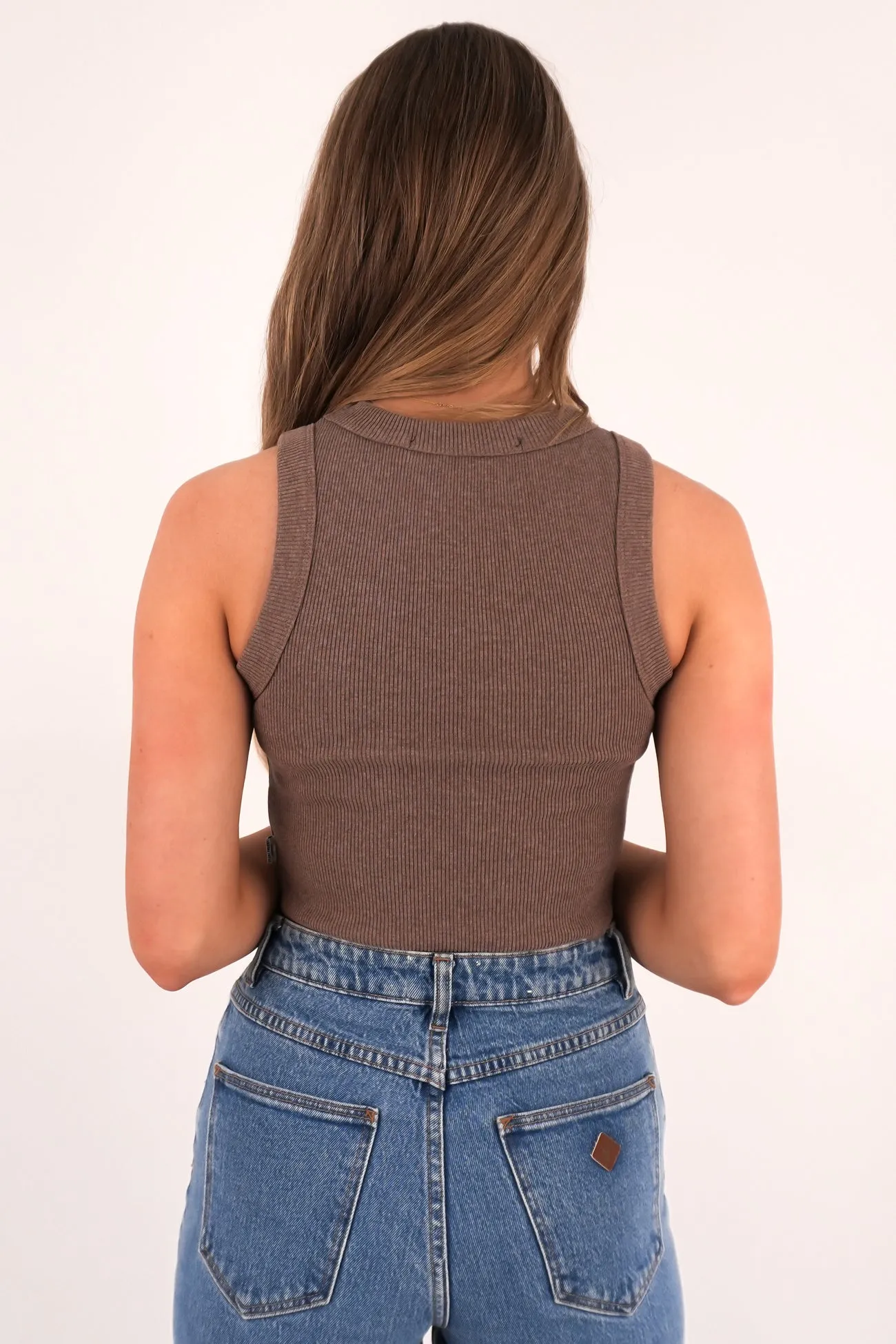 AdjustableStraps Pia Crop Tank Brown