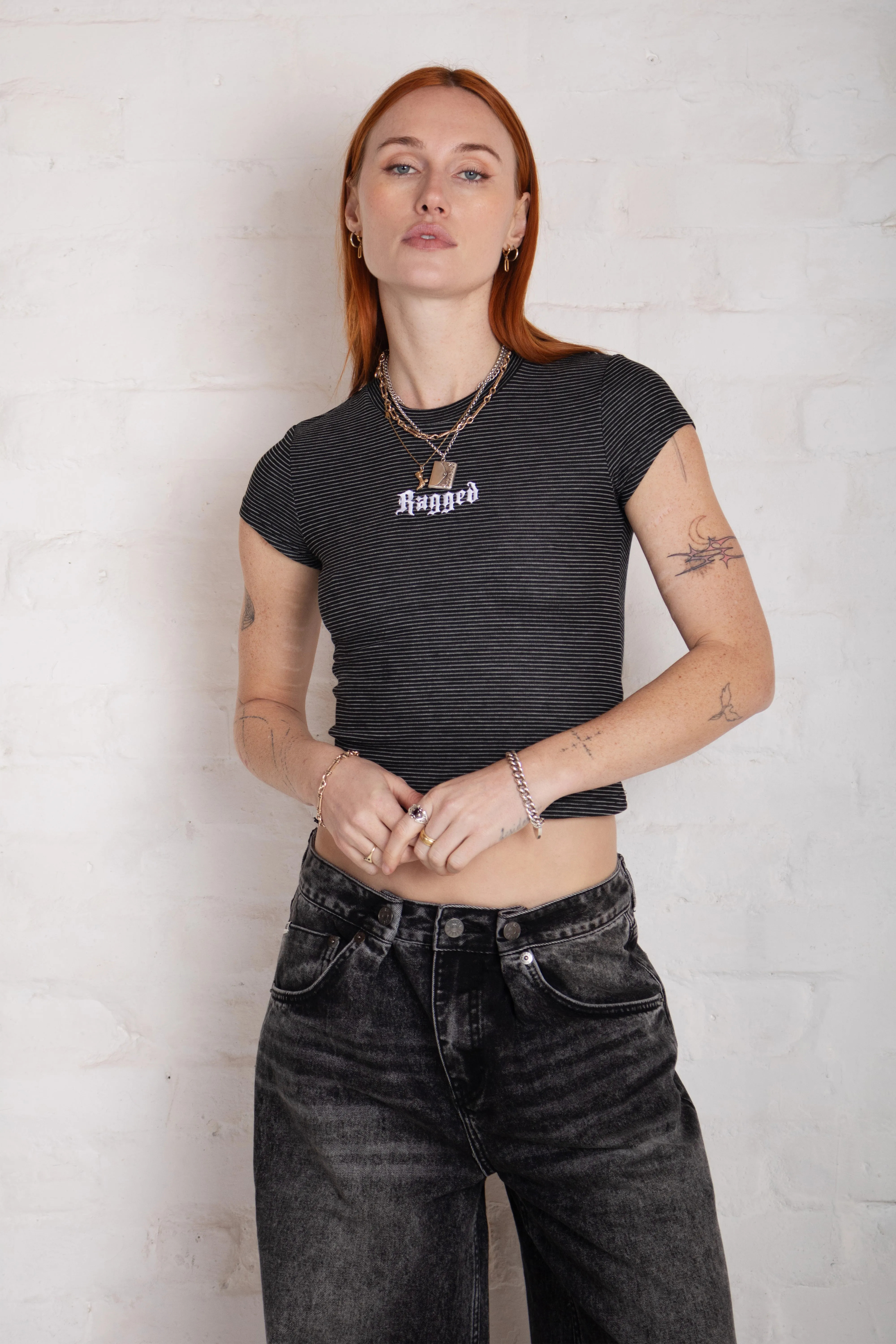 Stripe Logo Baby Tee StaticFree Lining