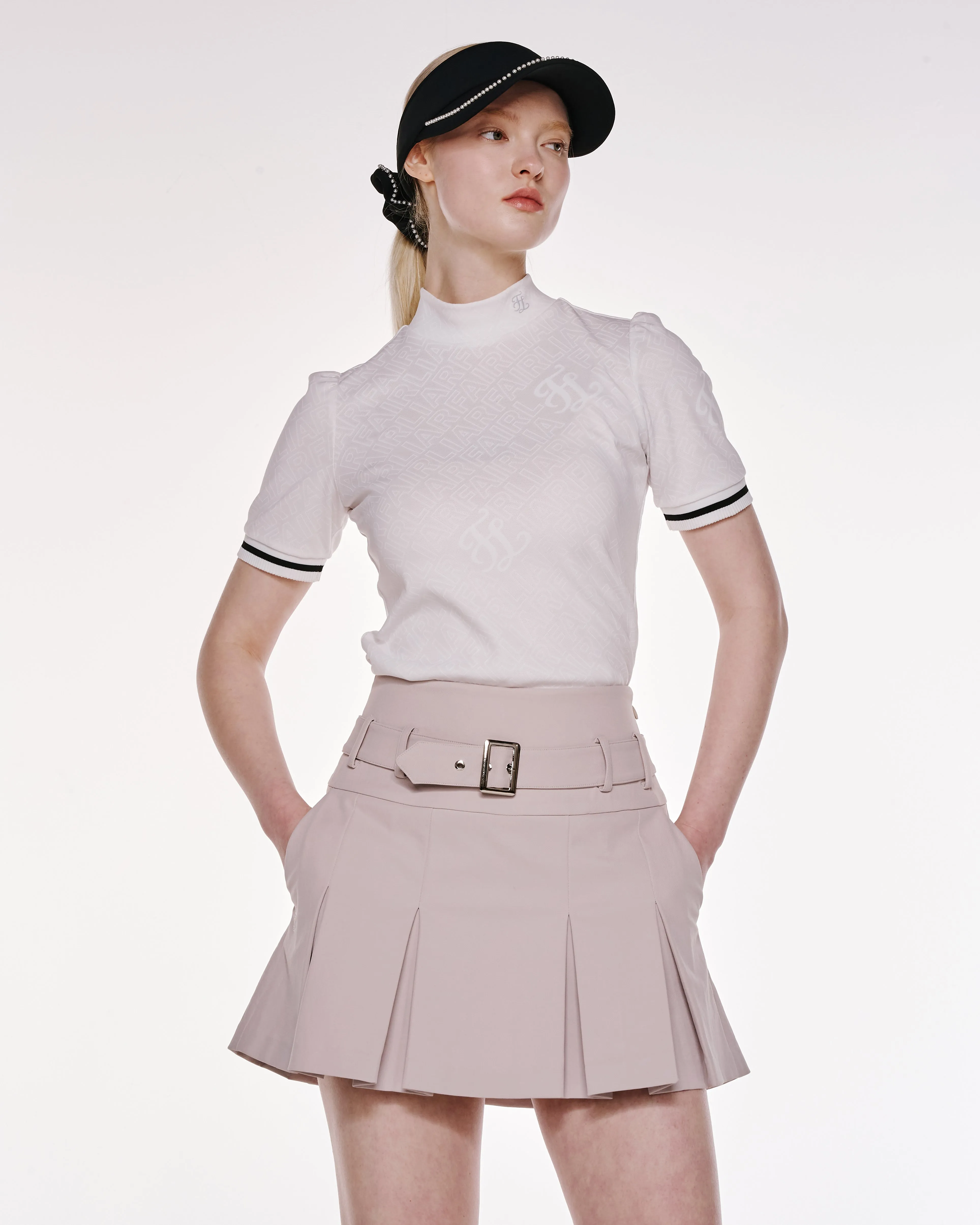 Smooth Finish Neutral Look [Final sale] Belt pleated skirt - Beige