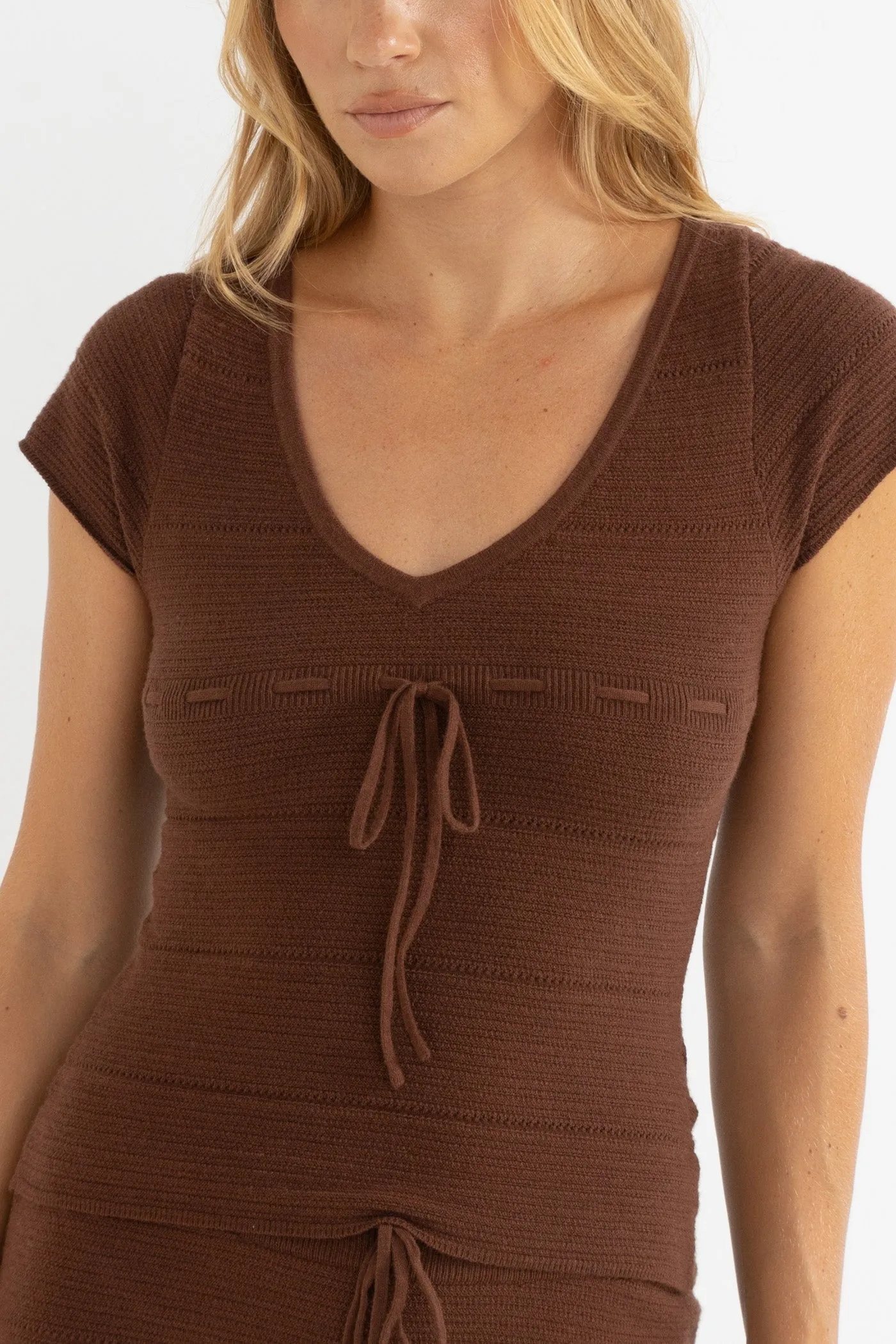 Bamboo Fiber Composition Maggie Knit Top Chocolate