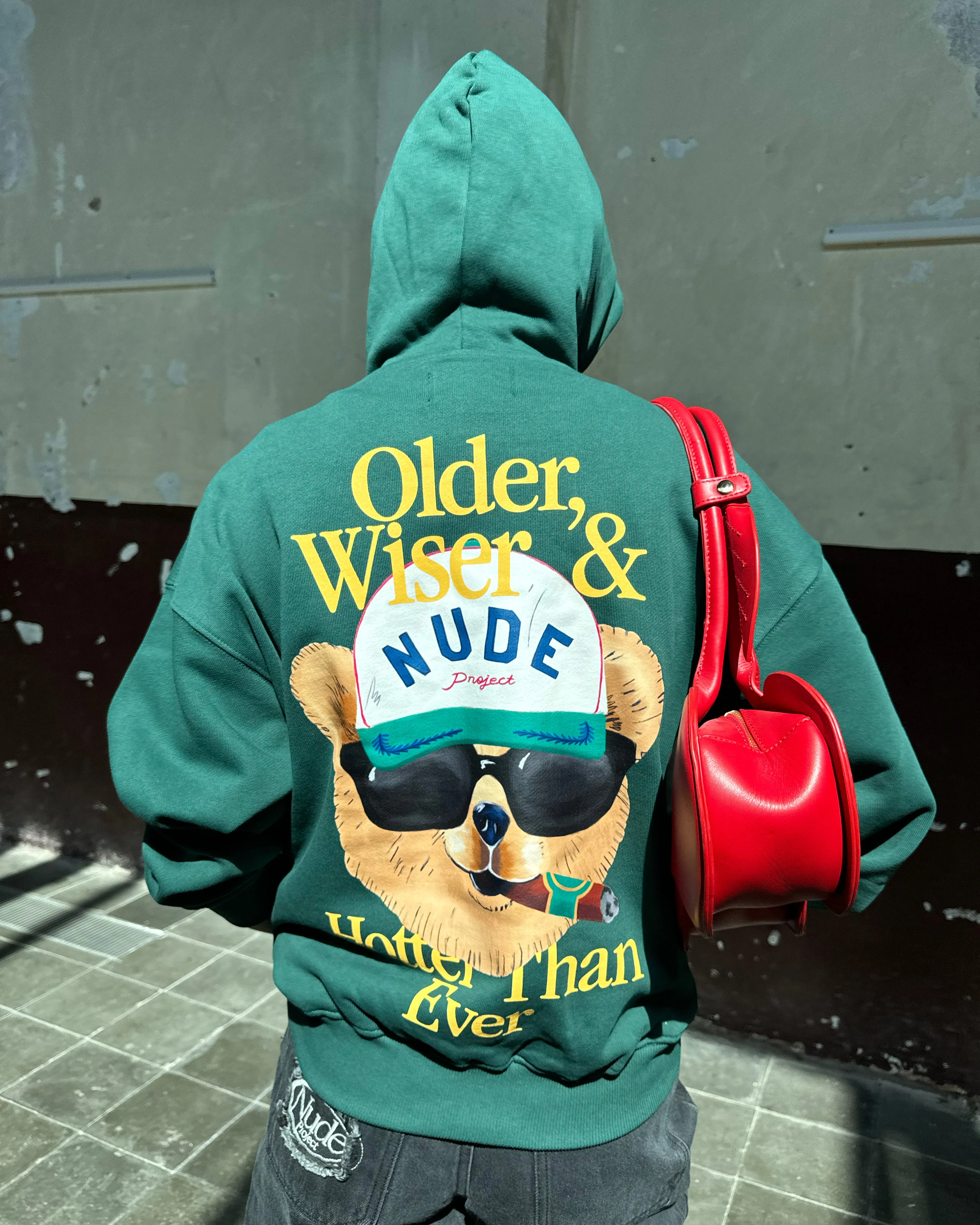 Hot Hoodie Green Leather