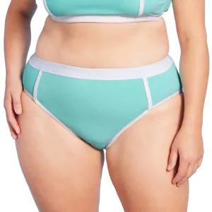 Women's High Waist Bikini Bottom,Turquoise Rash Guard Coating