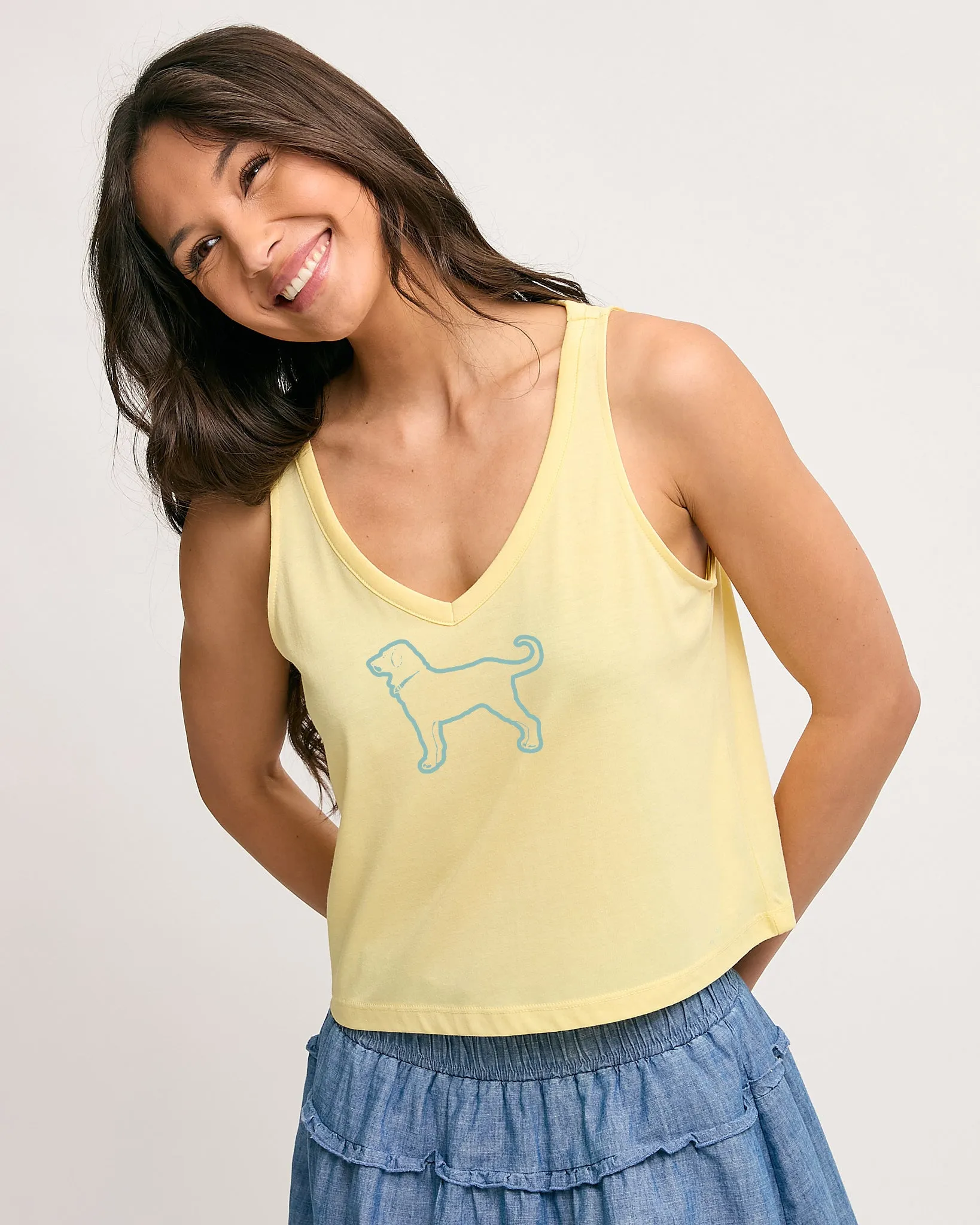 Ladies Airy V-Neck Tank No Slip Shoulder Design