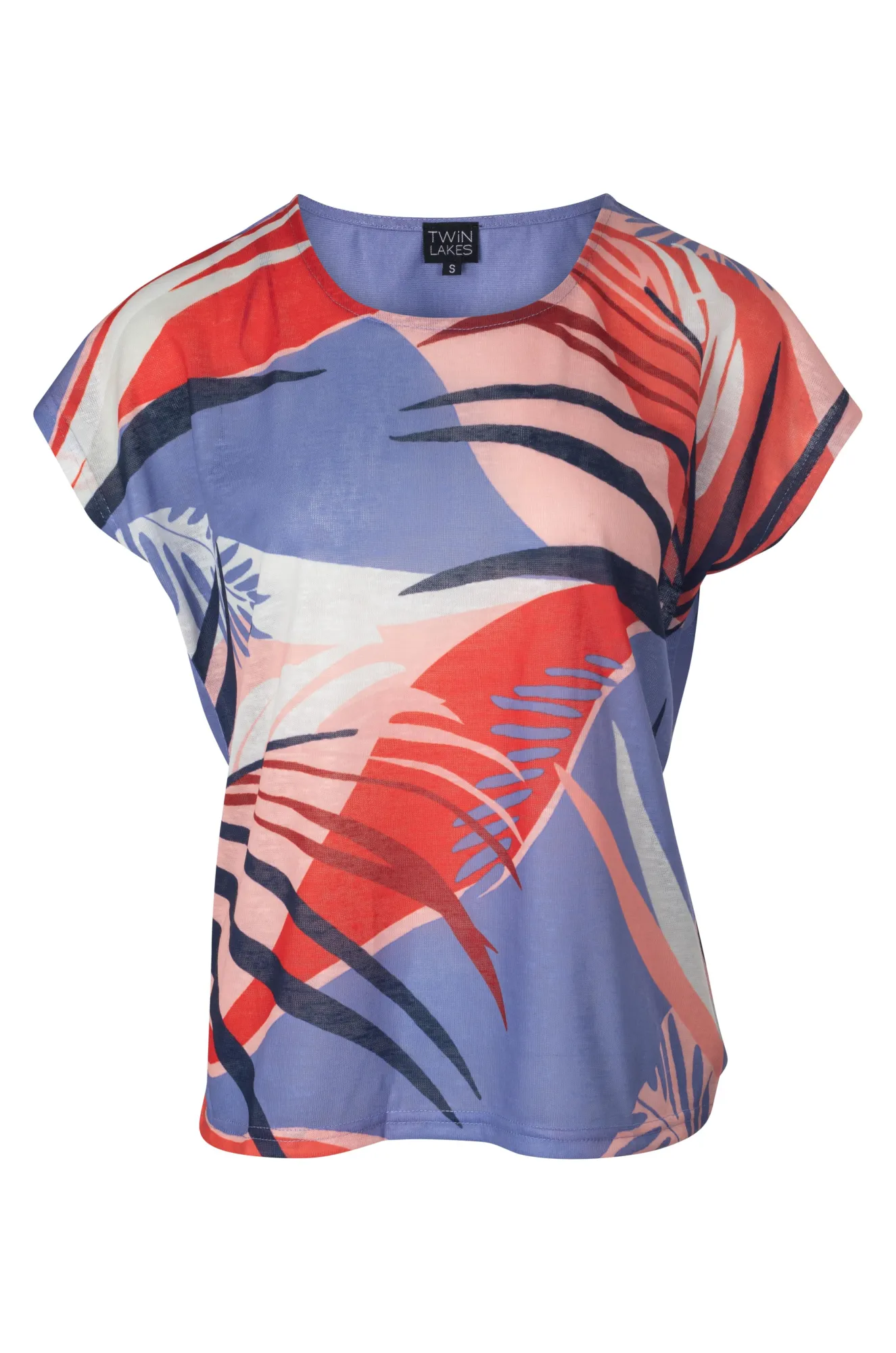 Printed Slub Top with plain back | Blues Orange Palm | 6795A1 Story Mood Functional Fit