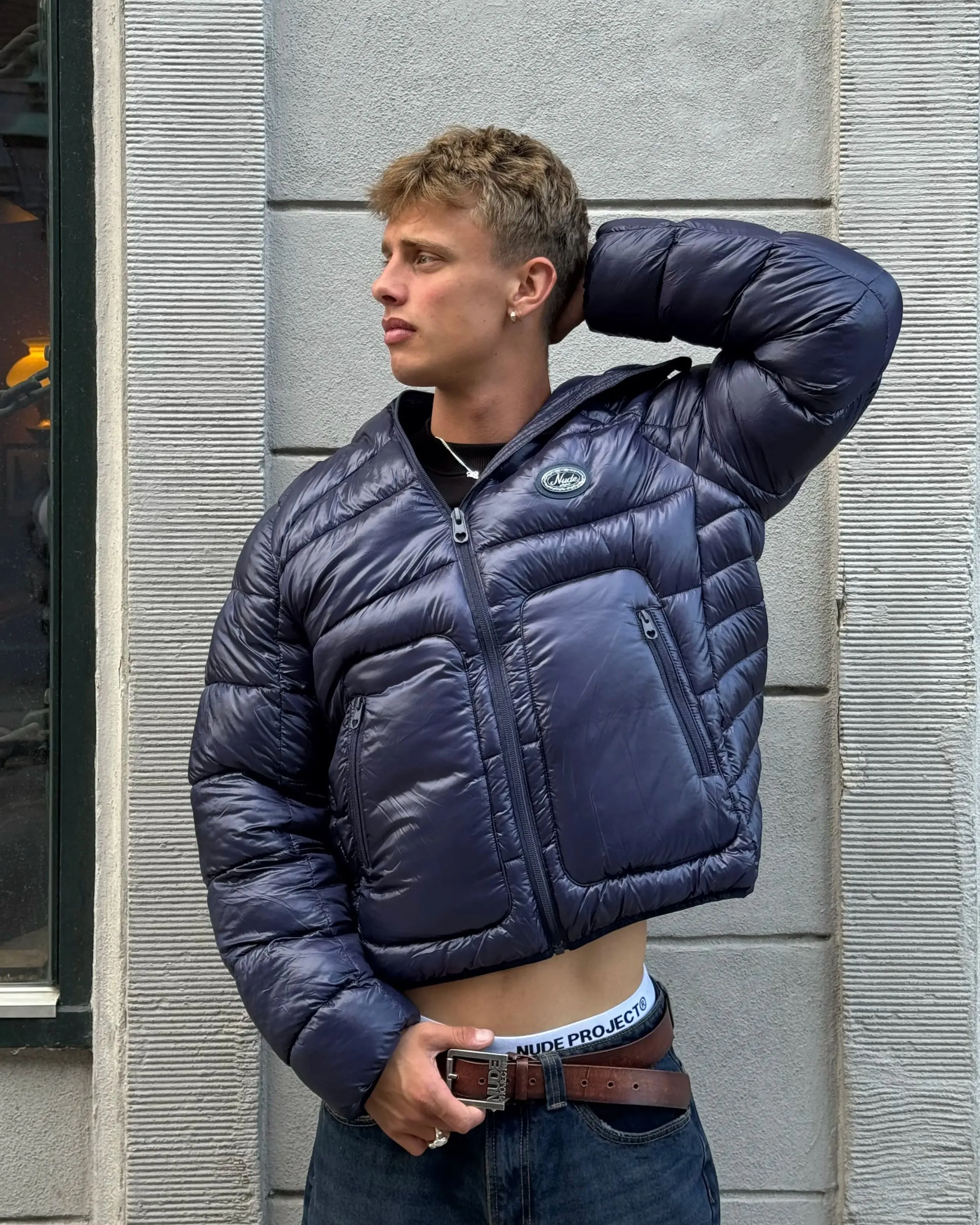 Iconic Puffer Jacket Navy Hollow Fiber Fill