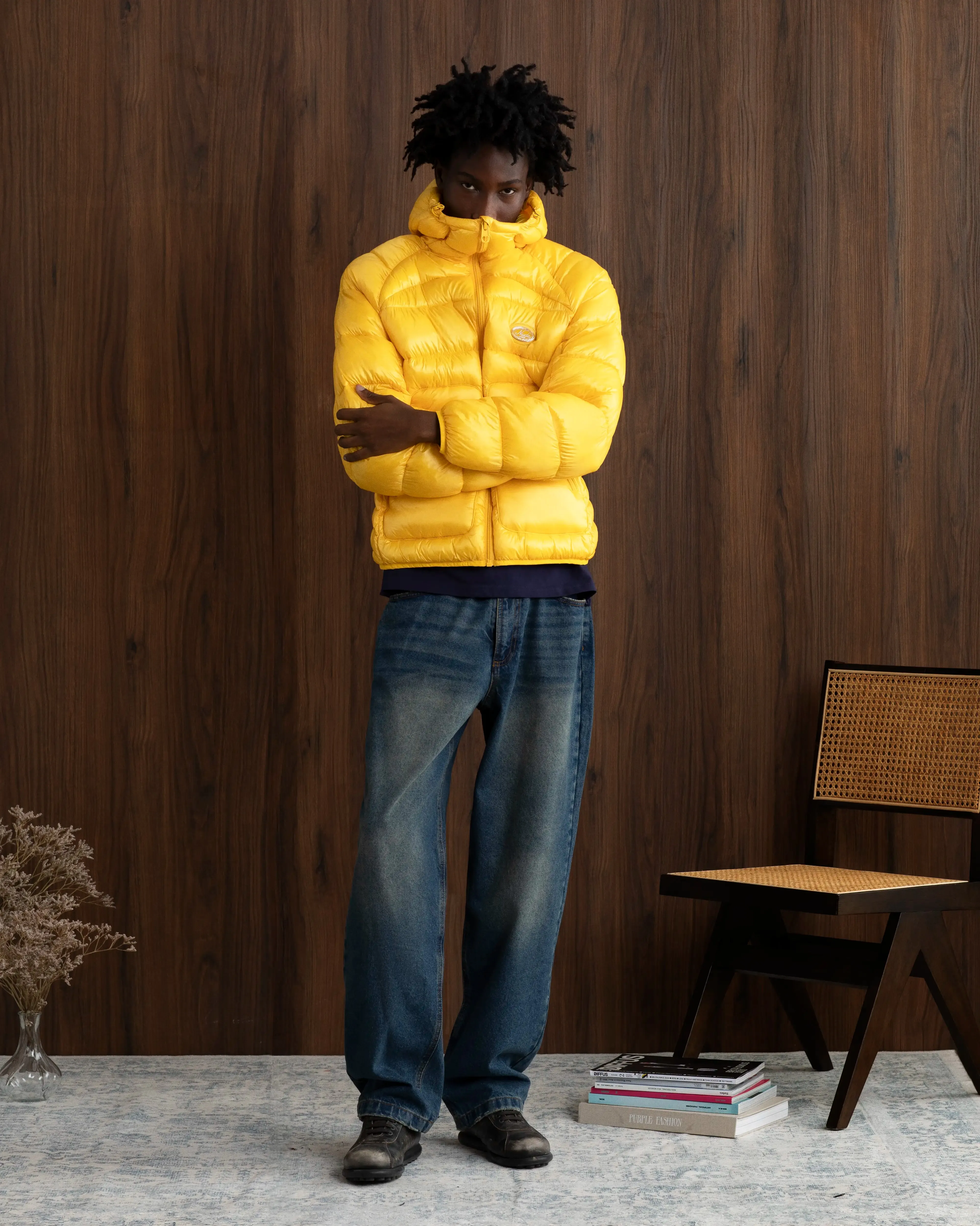 Noise Free Fabric Iconic Puffer Jacket Yellow