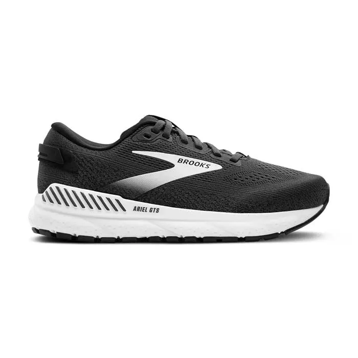 Comfort - optimized microfiber running option Womens Brooks Running Ariel GTS 24 in Ebony/Black/White