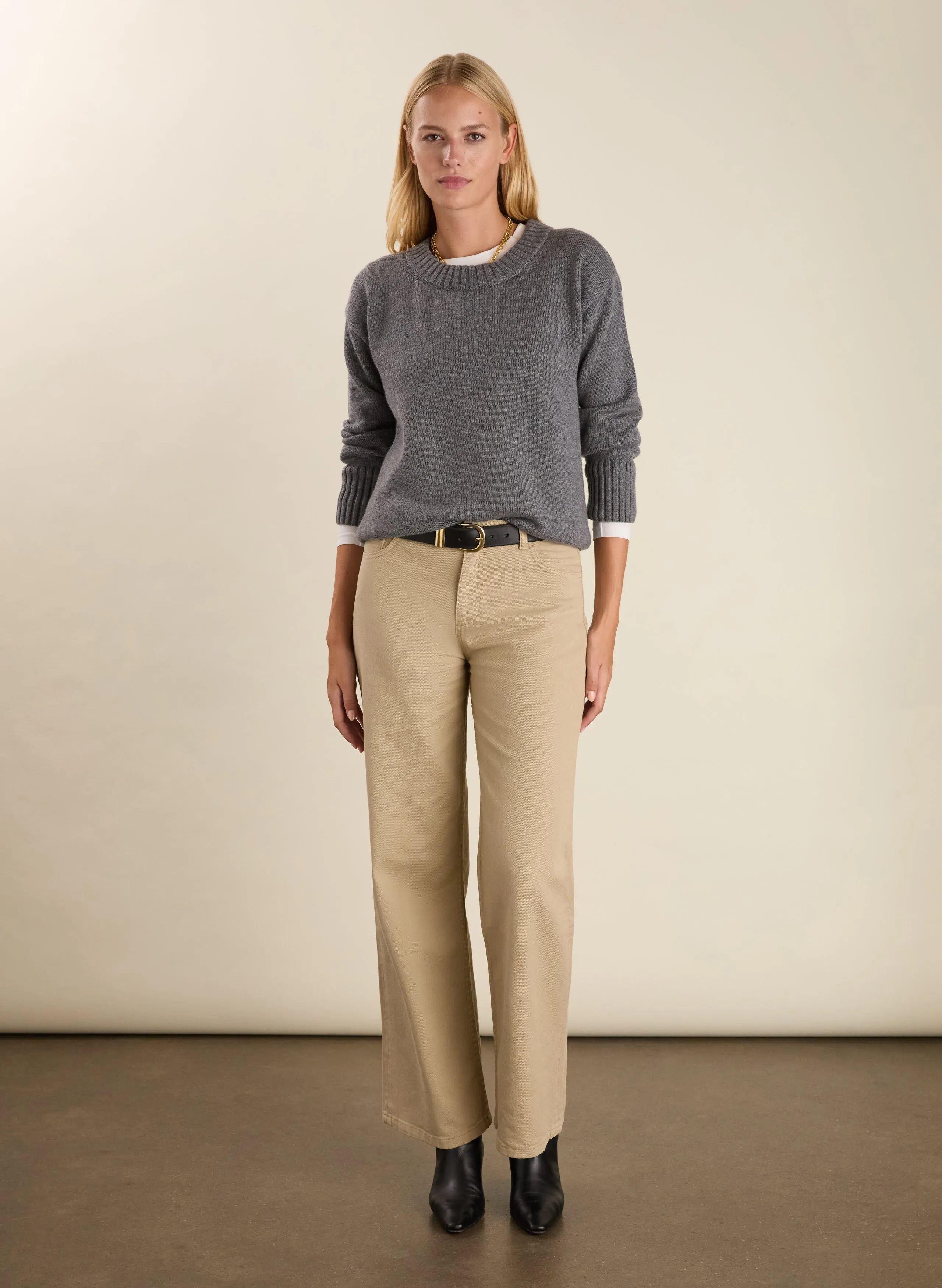 Eco Conscious Manufacturing Ribbed collar Ines?Merino Crew Neck?Jumper