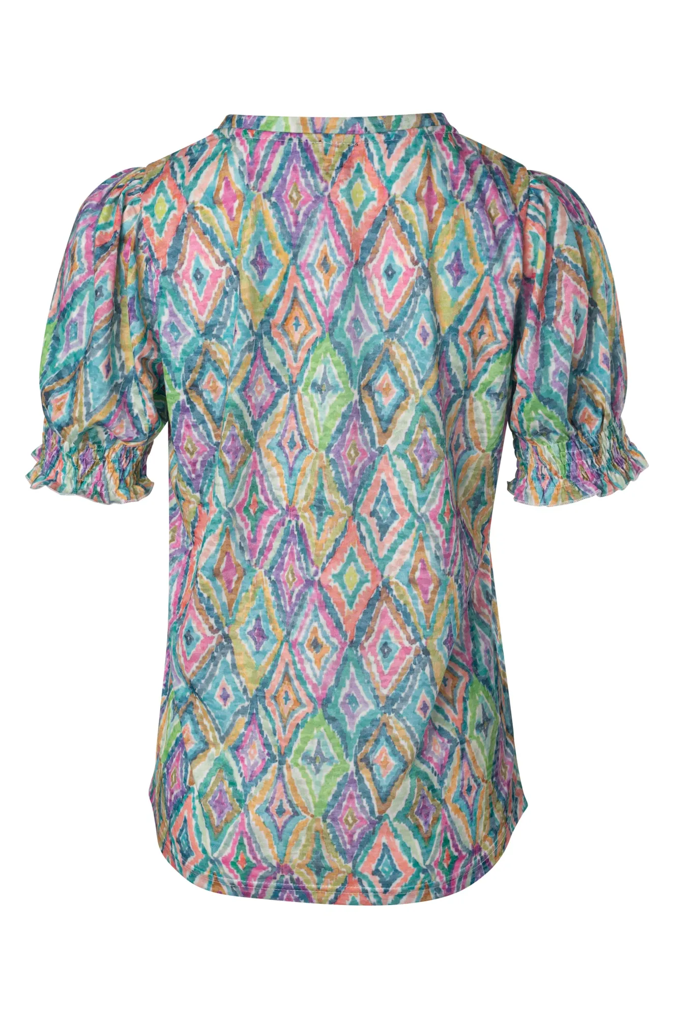 One-Piece Wear clean look Burnout Top with puff sleeve | Multi Diamonds | 6055A1