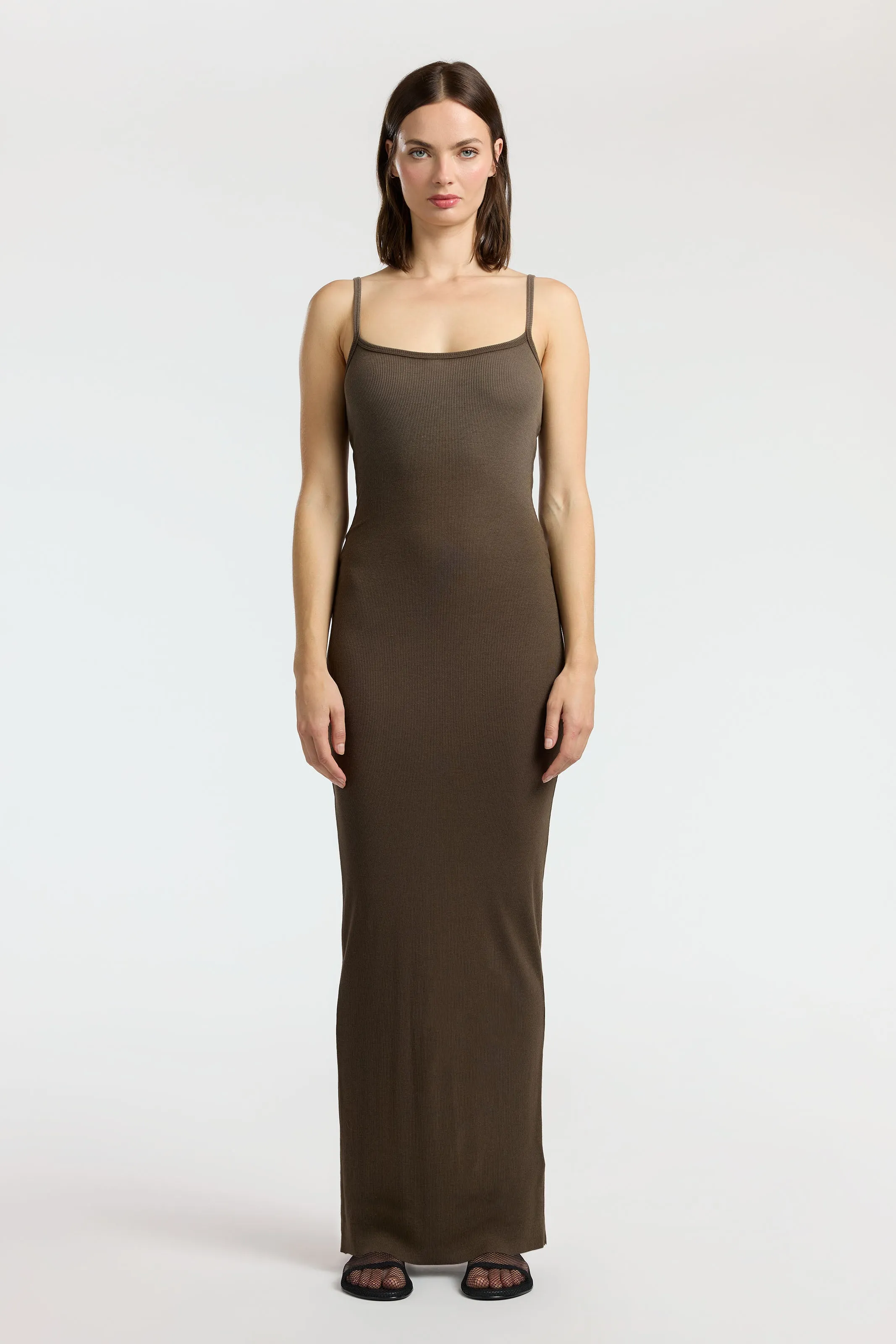 Neutral Base Chic Fit Wear Verona Spaghetti Maxi Dress