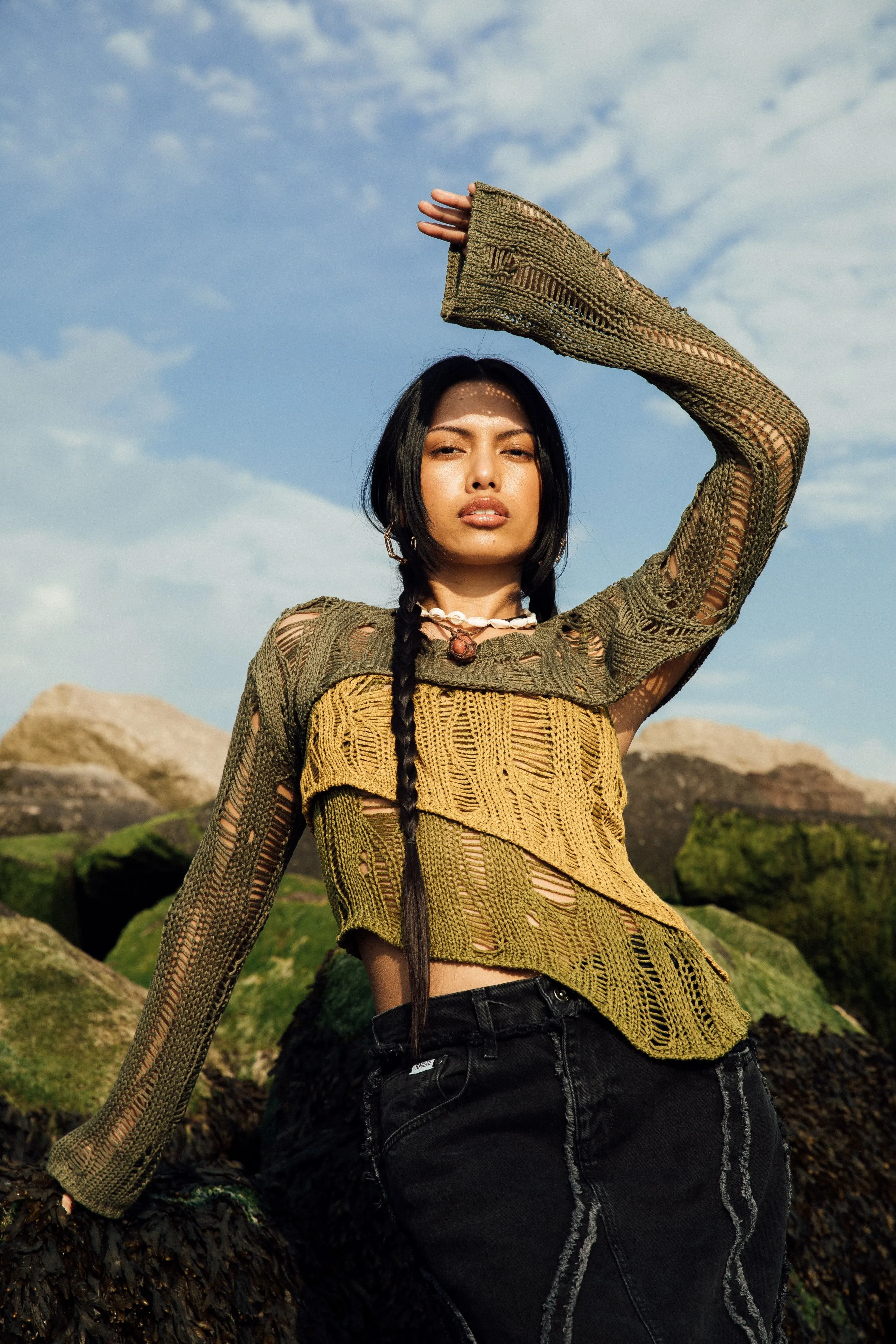 Shoot Mood Ivy Layered Ladder Knit Top