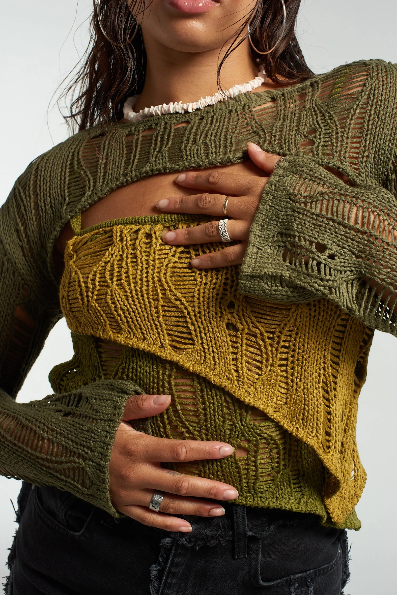 Soft Leggings Ivy Layered Ladder Knit Top