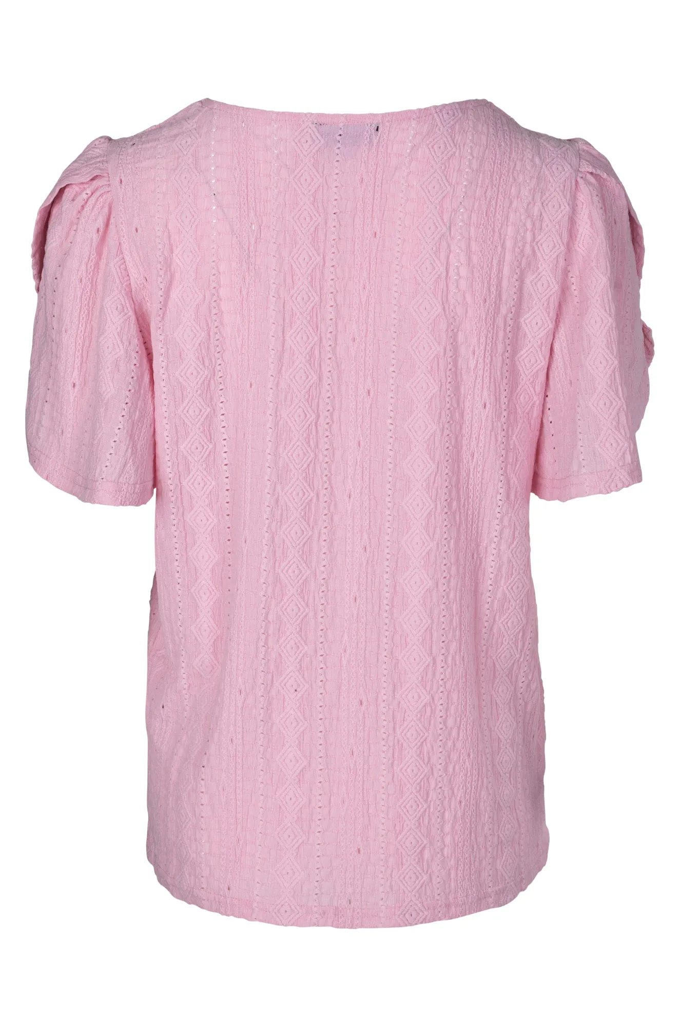 Jacquard Stretch Tulip sleeve Top | PINK | 4622A1 StainReleaseCoating