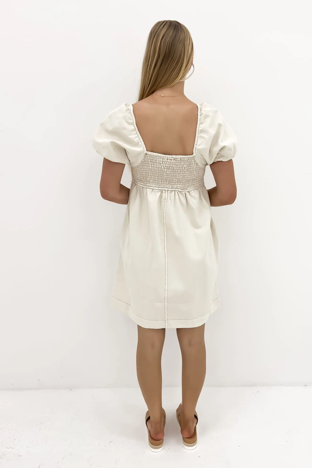 Bold Cut Jade Dress Ecru