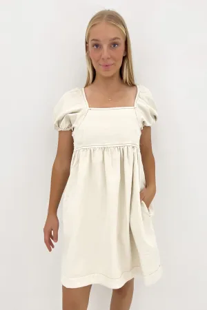 Jade Dress Ecru Sleek Waistband Crisp Finish