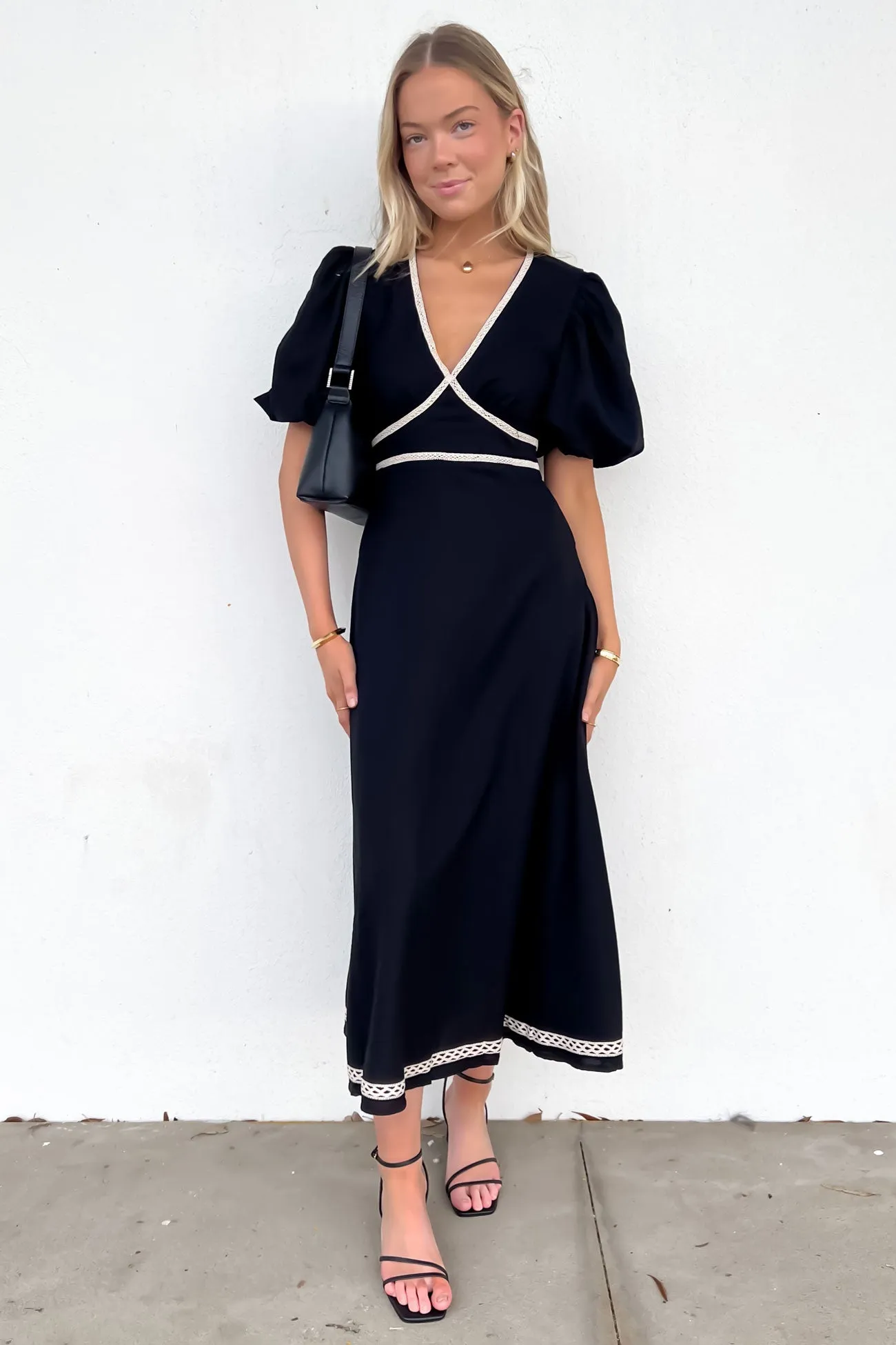 Jasmin Midi Dress Black Chic Tailoring Design