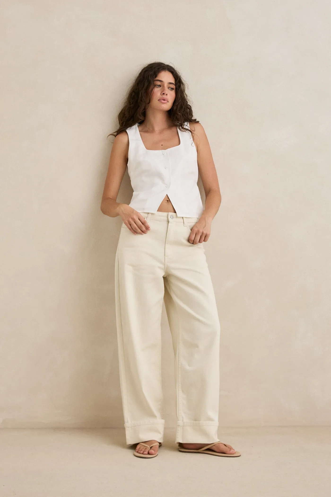 Comfy All-Day Jasper Turnback Pant White